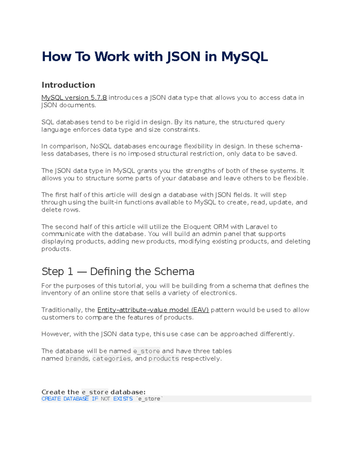 MySQL 5.7.8 JSON Data Type: A Comprehensive Guide for Developers - Studocu
