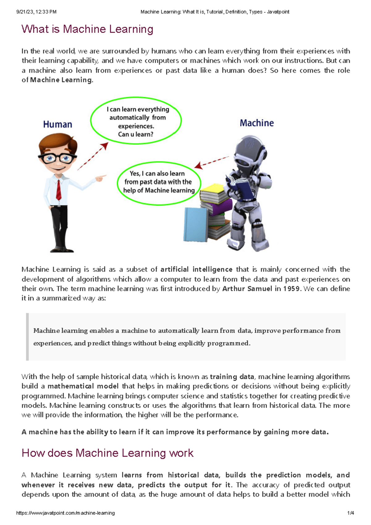 Machine Learning What It is, Definition, Types - 9/21/23, 12:33 PM ...