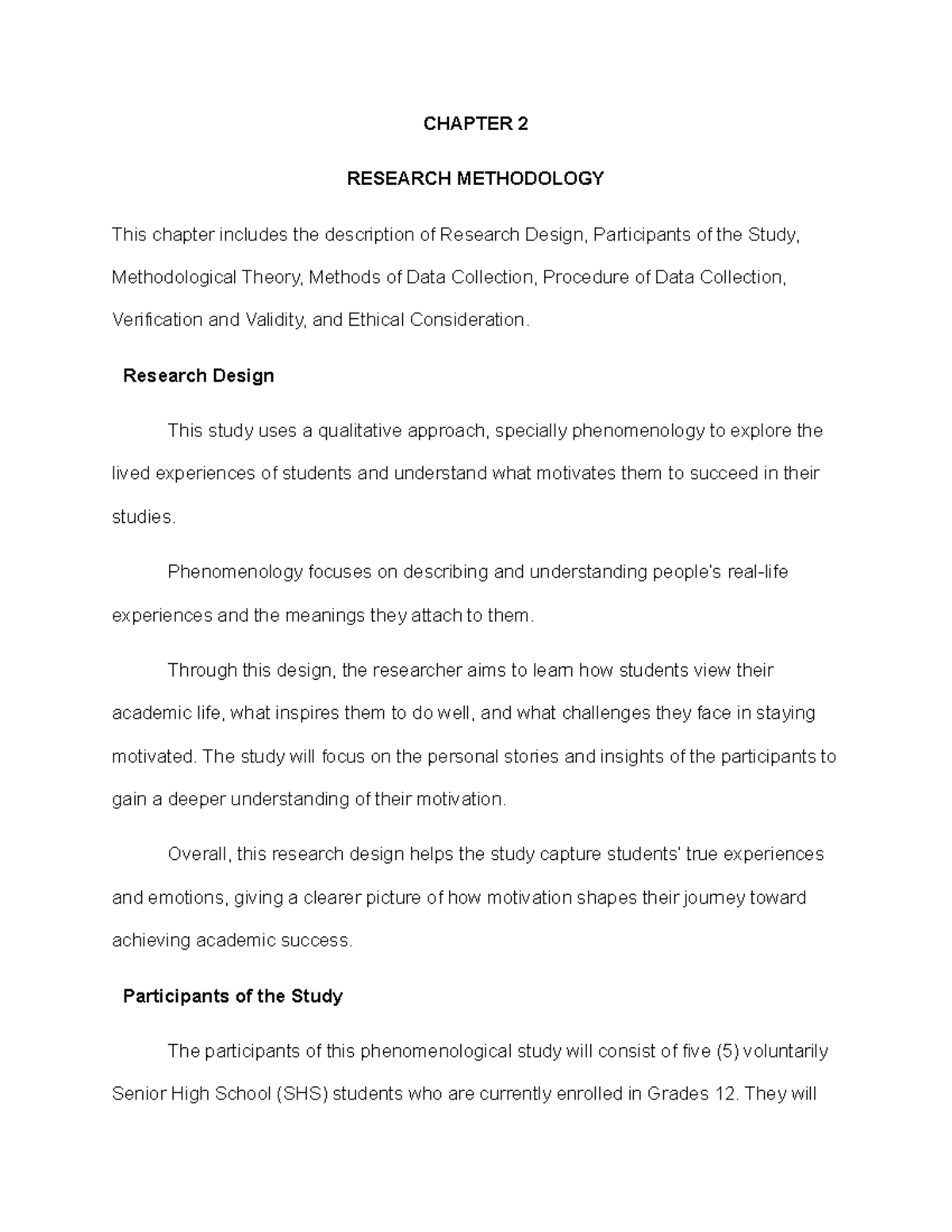 SHEY G7 Chapter 2: Research Methodology and Design Insights - Studocu