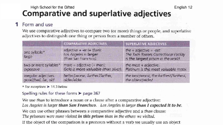English 12: Comparatives Study Notes by DUONG NGUYEN HONG MINH - Studocu