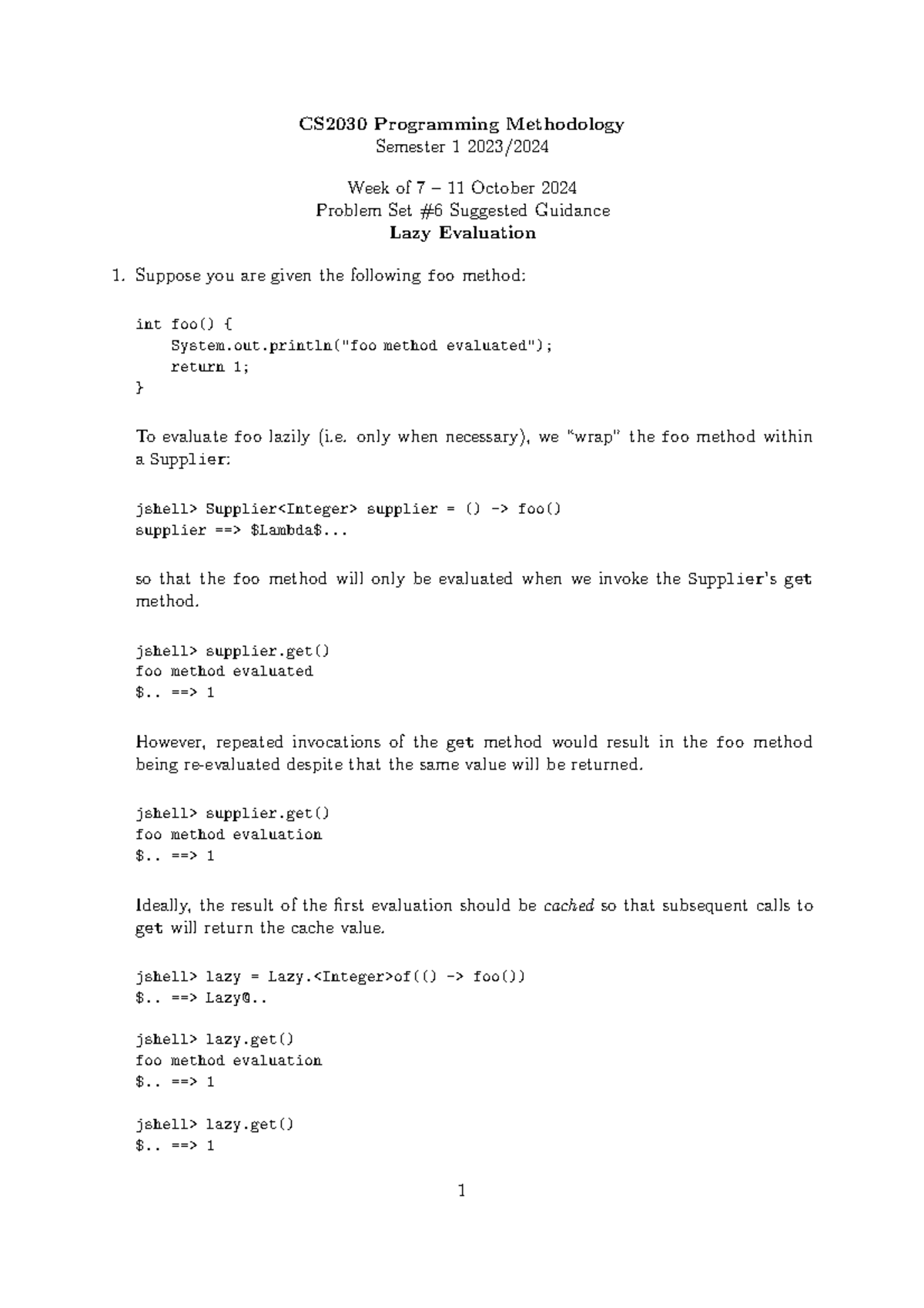 Recitation 06guide - cs2030 materials - CS2030 Programming Methodology ...