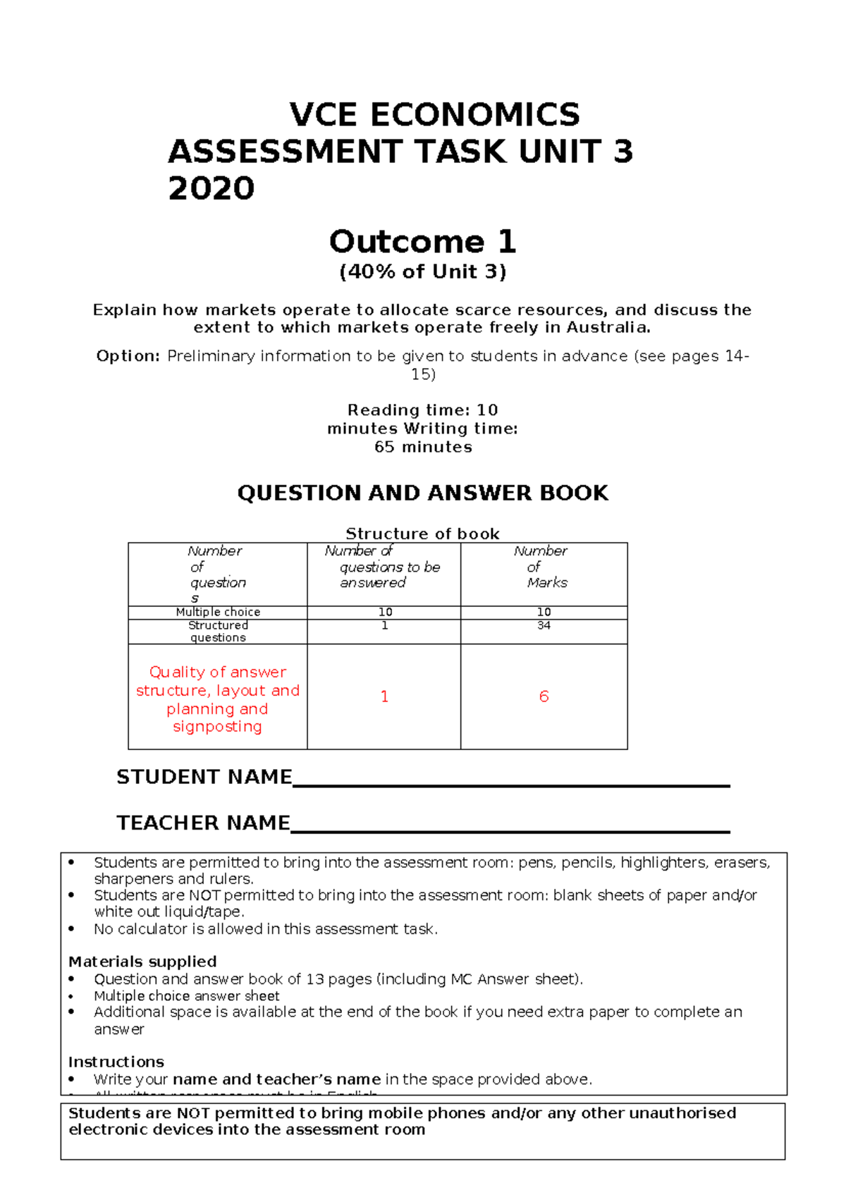 U3 O1 2020 CPAP Questions online typed - Students are permitted to ...