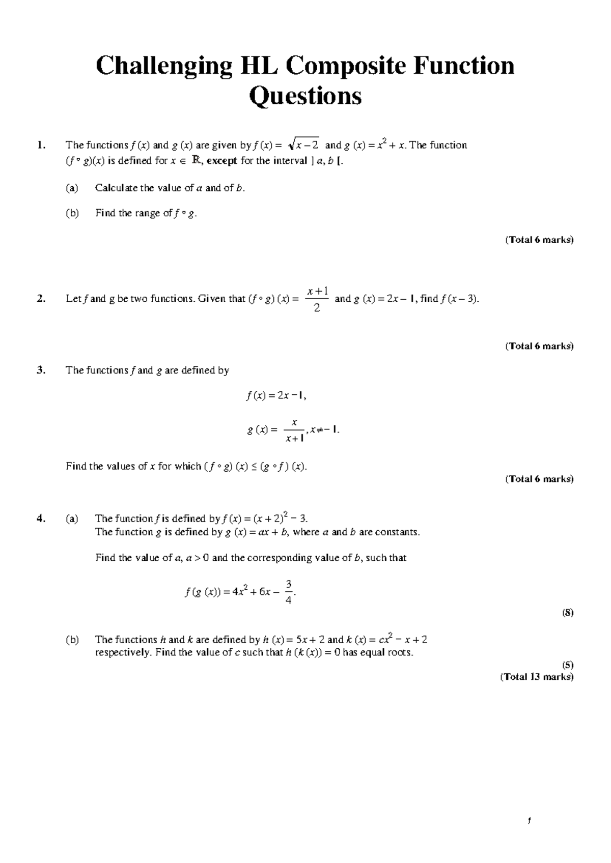 Challenging HL Composite Functions Questions and Solutions - Studocu