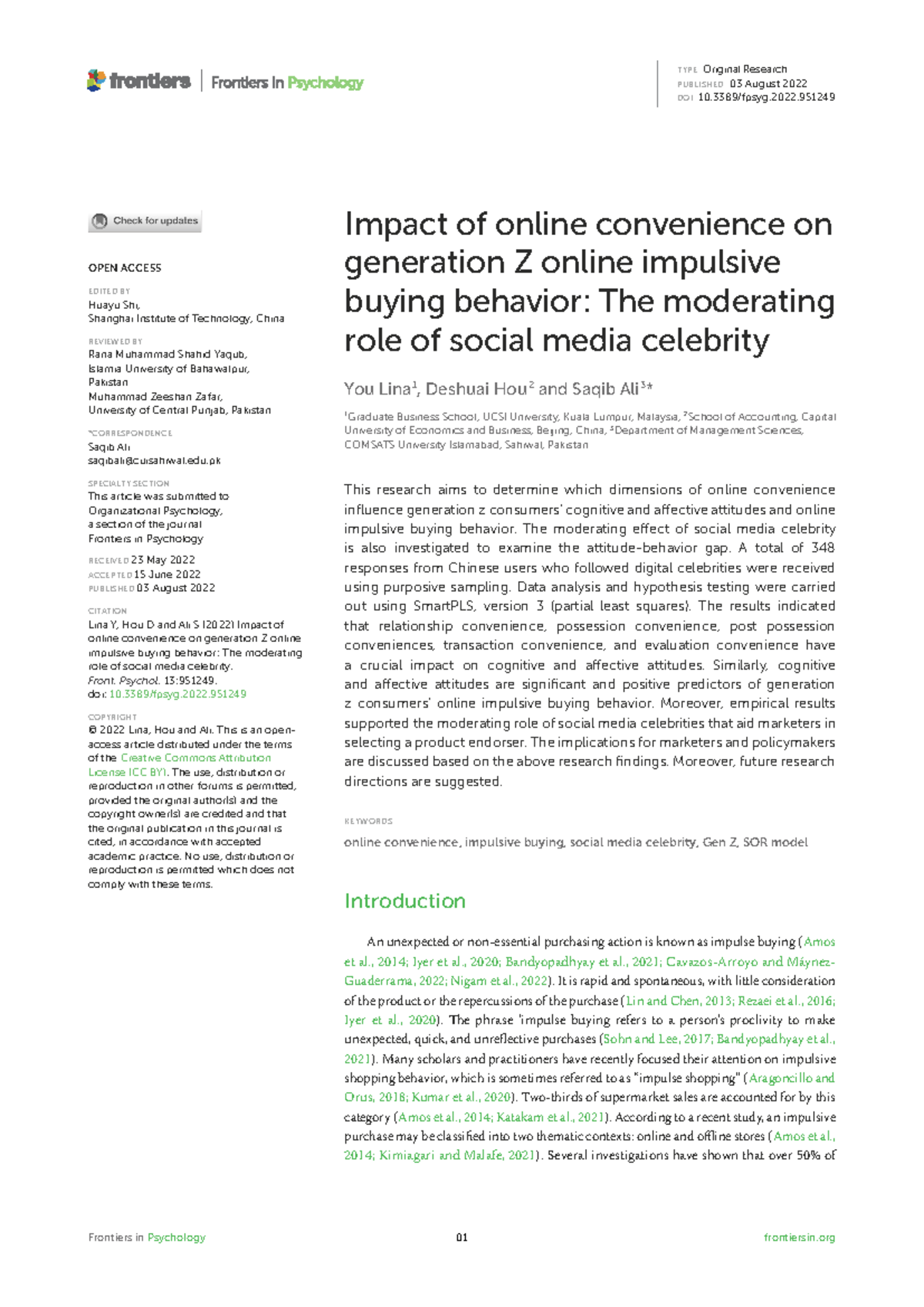 Fpsyg-13-951249 - Impact of Online Convenience on Gen Z Impulsive ...