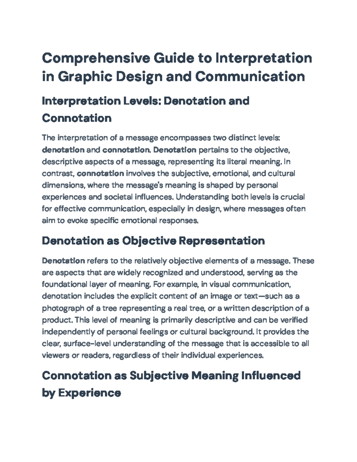 Comprehensive Guide to Denotation & Connotation in Graphic Design - Studocu