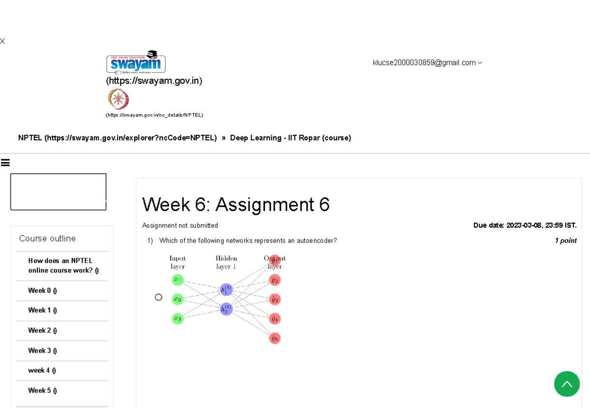 Deep Learning - IIT Ropar - Unit 8 - Week 6 Assignment Guide - Studocu