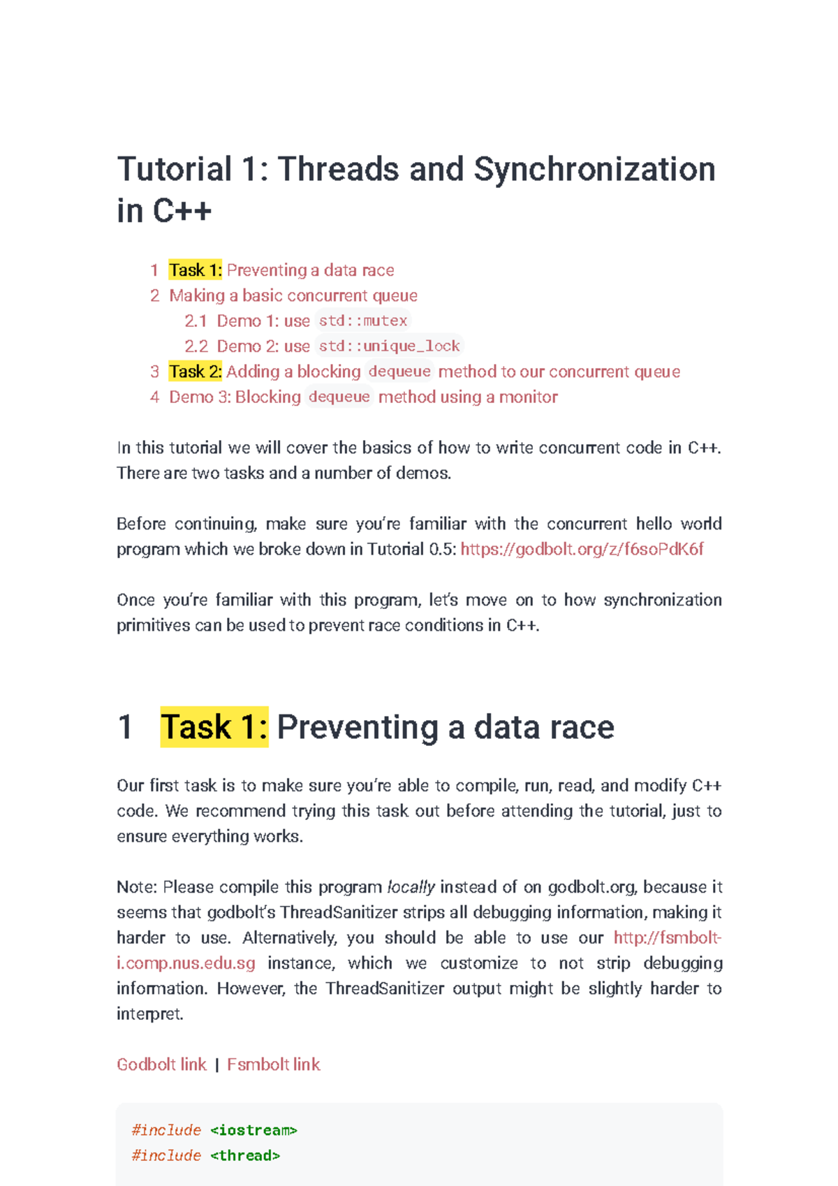 Tutorial 1: Threads & Sync in C++ - Data Races & Concurrent Queues ...