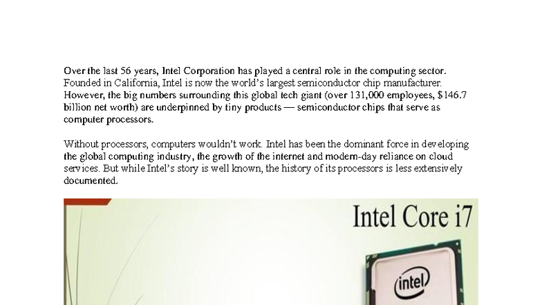 Historical Evolution of Intel Processors (CS 101) - Studocu
