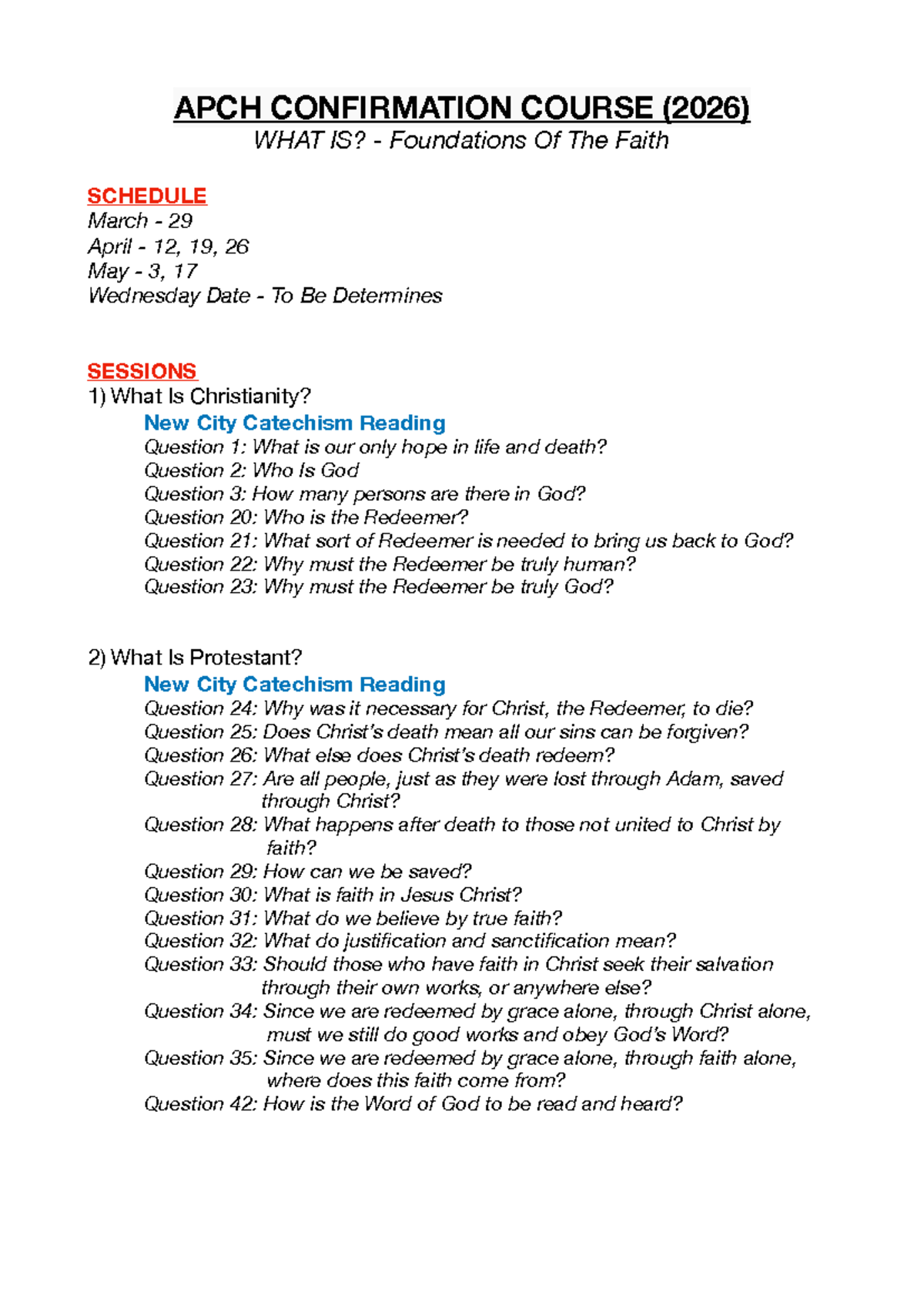 APCH Confirmation Course (2026): Schedule & Session Overview - Studeersnel