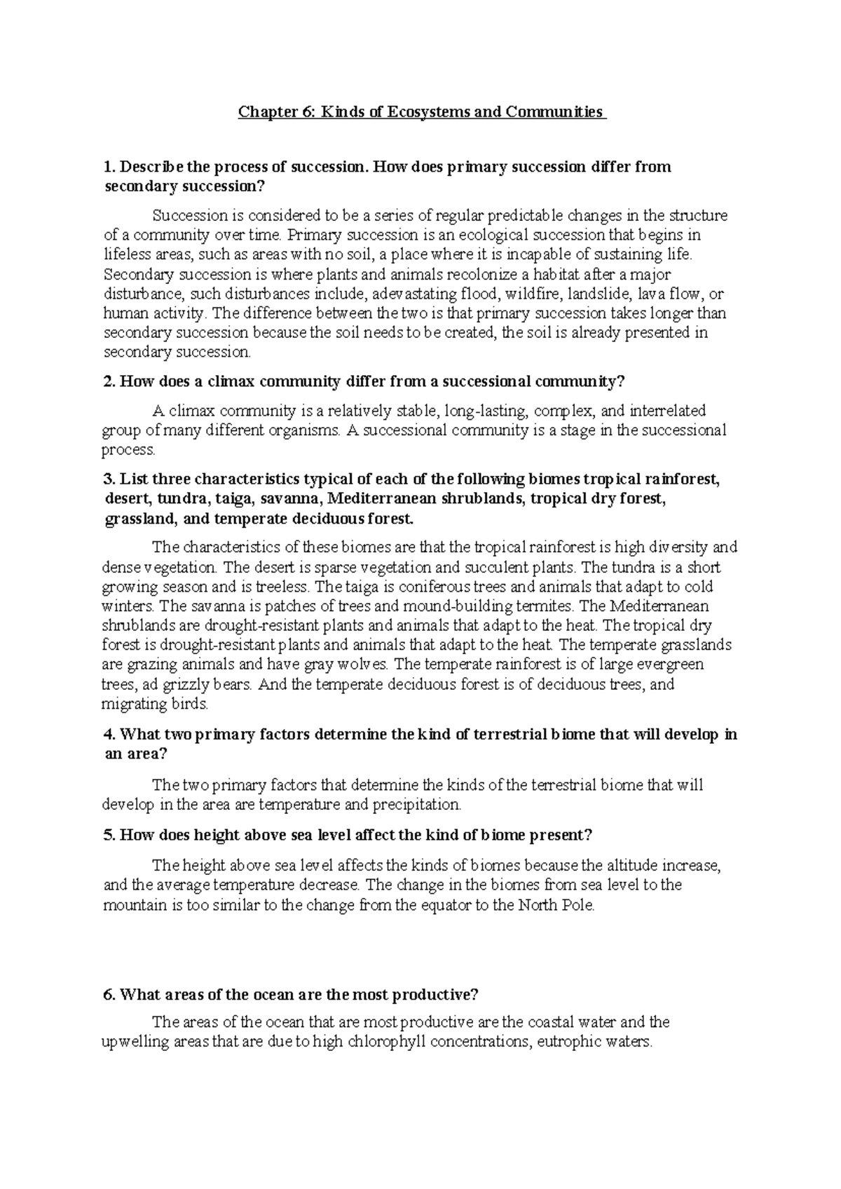 Chapter 6 - ON THE EVIROMENT - Chapter 6: Kinds of Ecosystems and ...