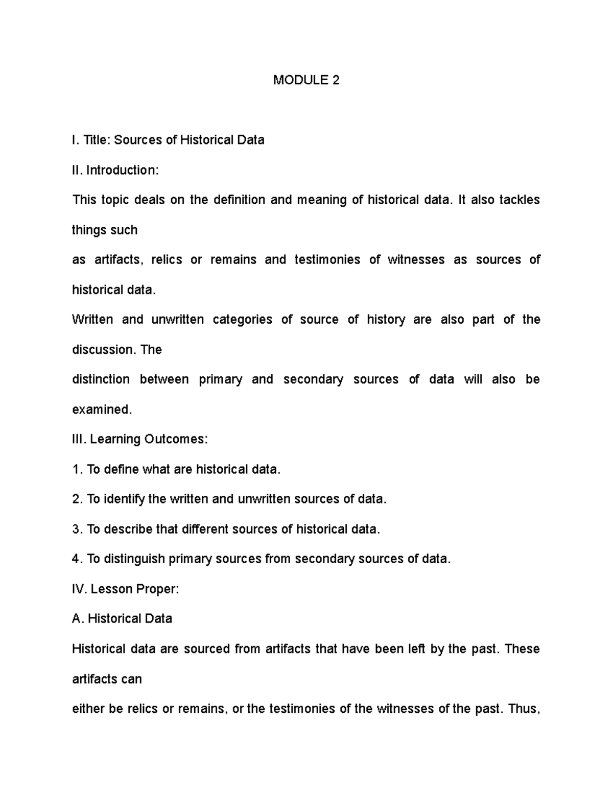 History Module 2: Exploring Historical Data and Sources - Studocu