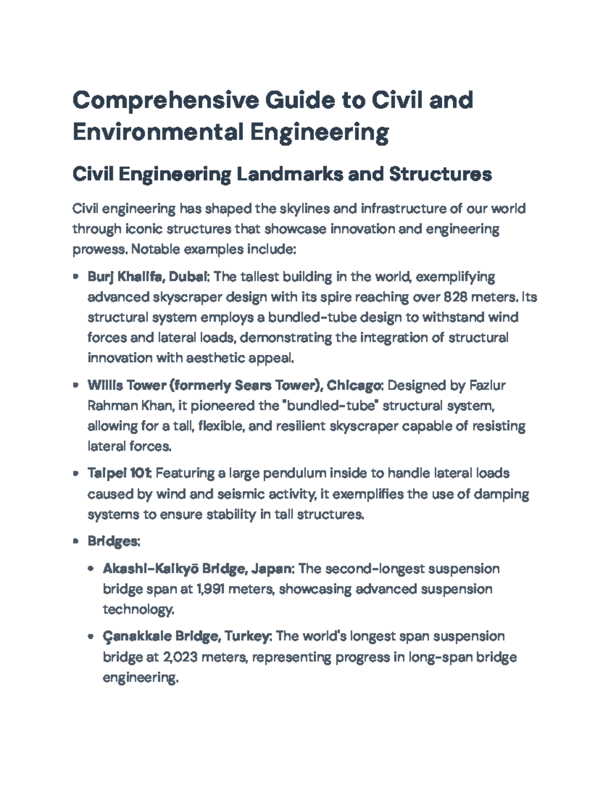 Comprehensive Guide to CE 101: Civil Engineering Landmarks & Structures ...