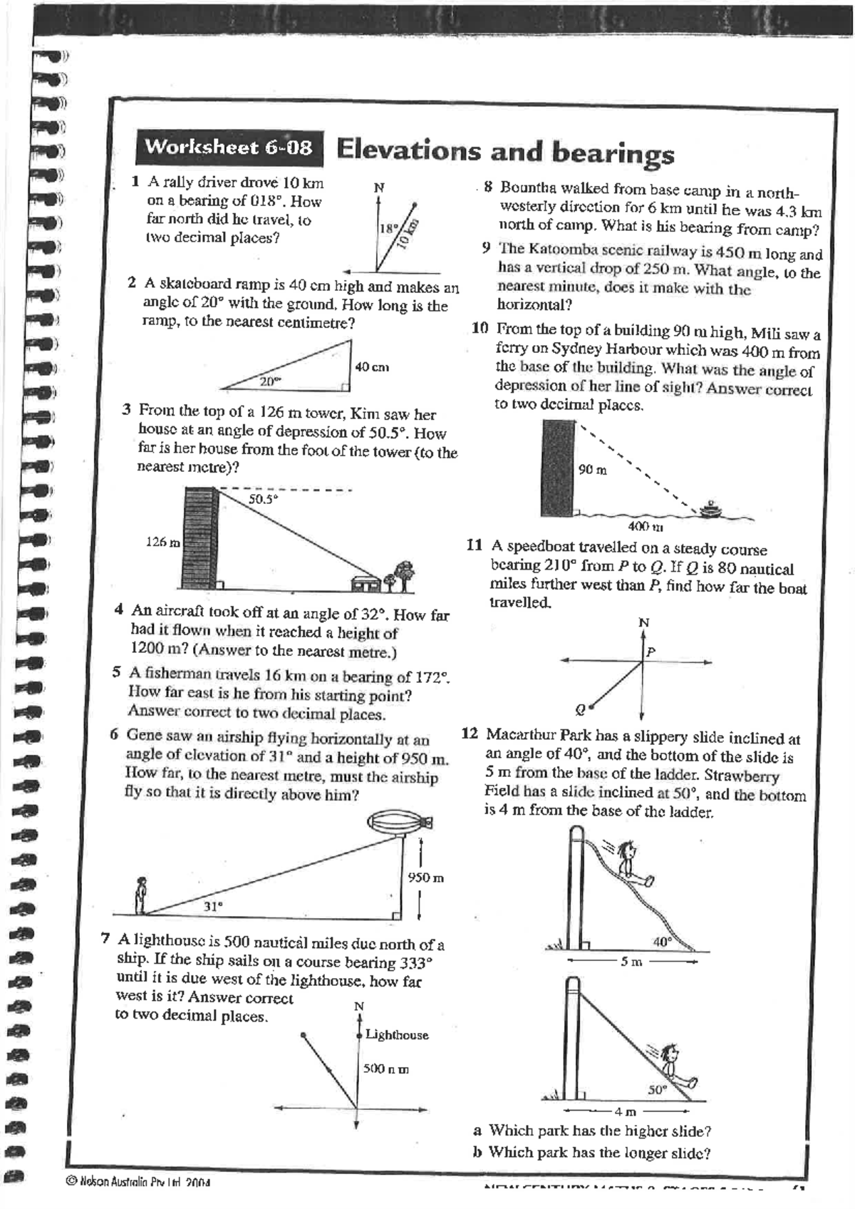 Angles of Elevation and Bearings Revision-3 Worksheet - Studocu