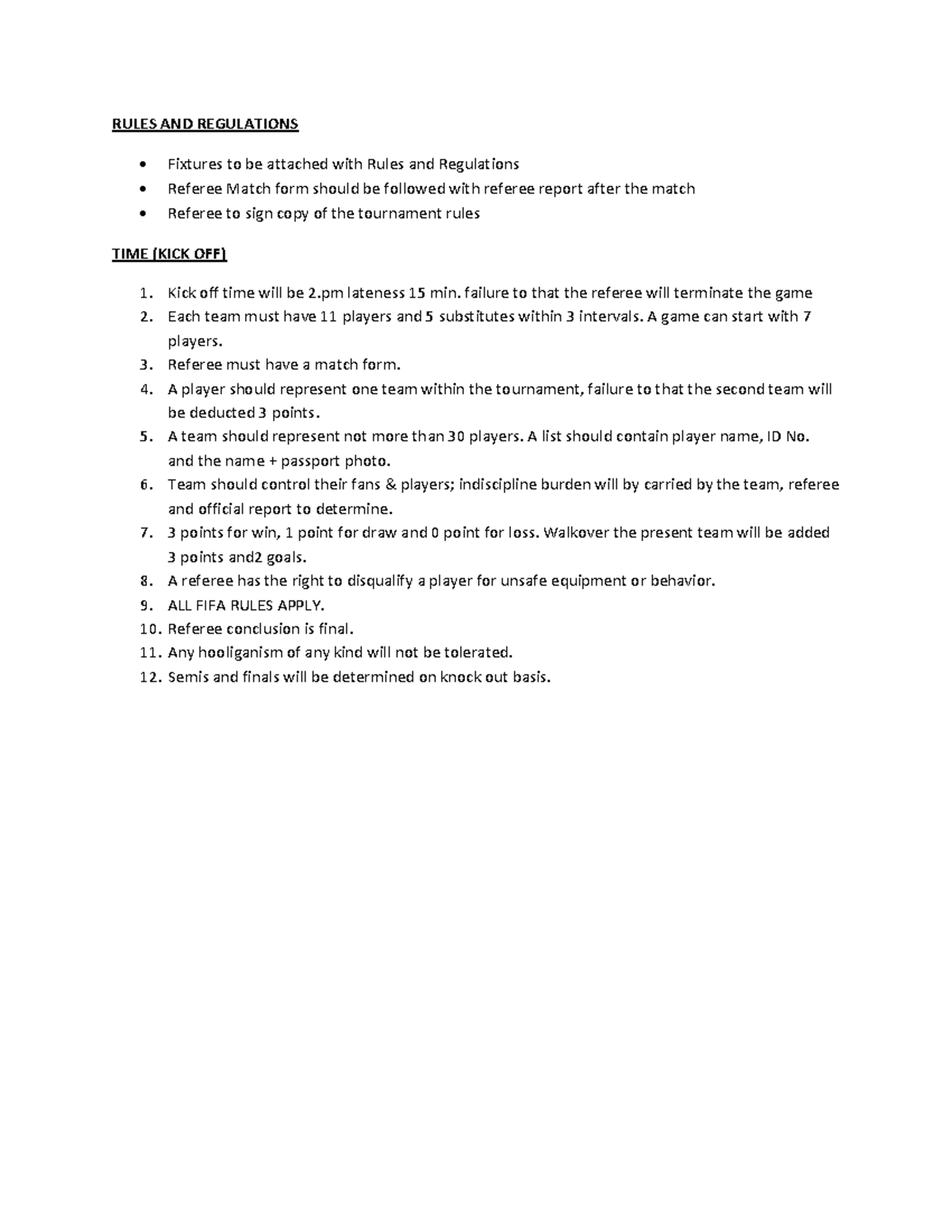 Tournament Rules & Regulations: Referee Guidelines & Match Protocols ...