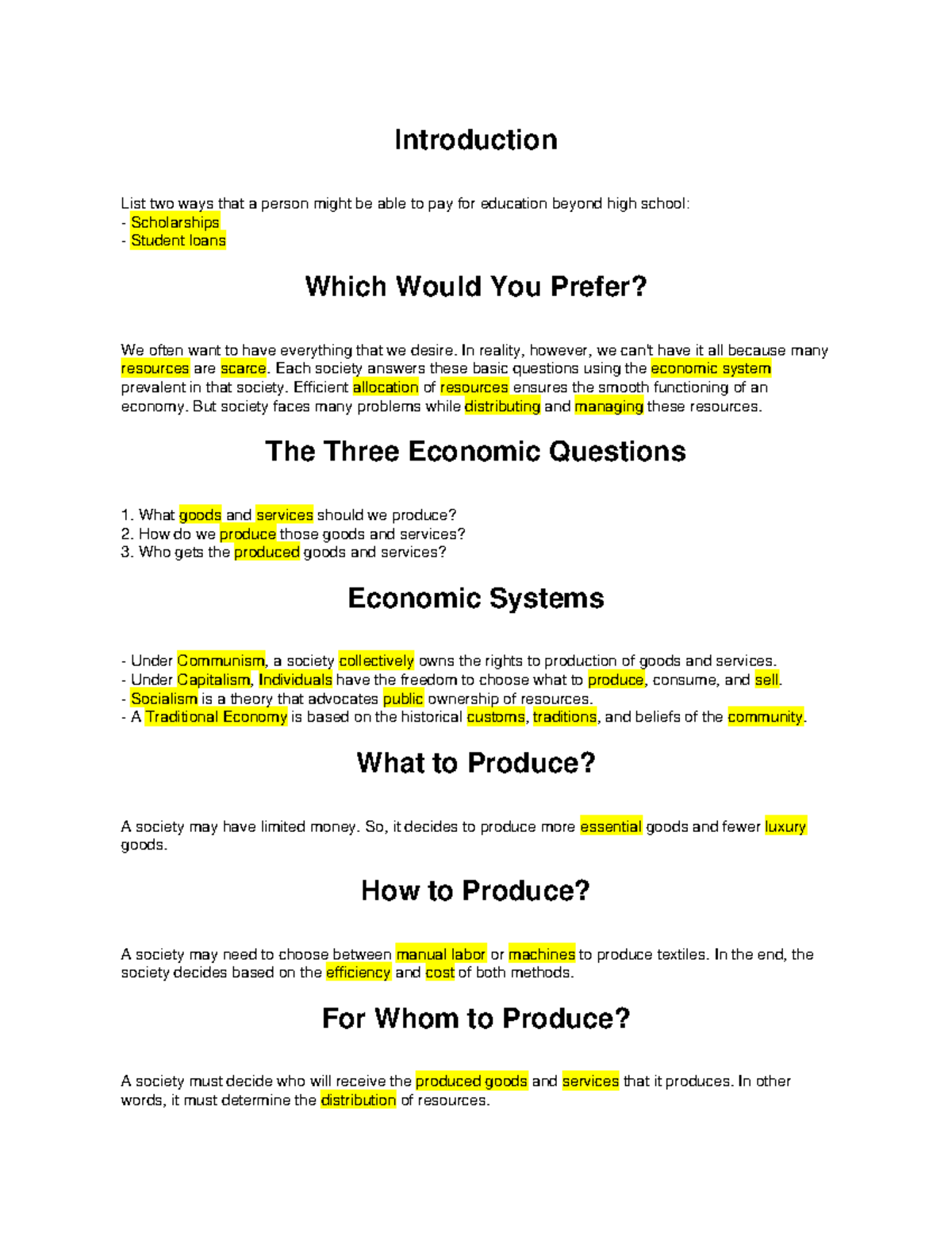 Completed Study Guide Highlighted Full - Introduction List two ways ...