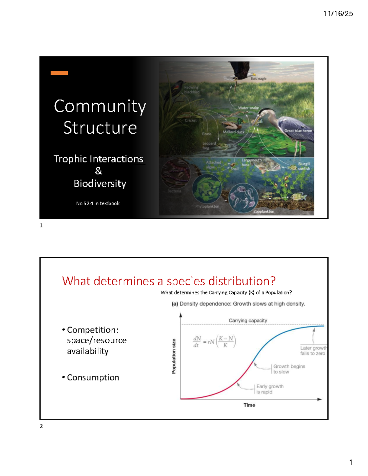 Lecture Notes on Community Structure and Trophic Interactions - Studocu