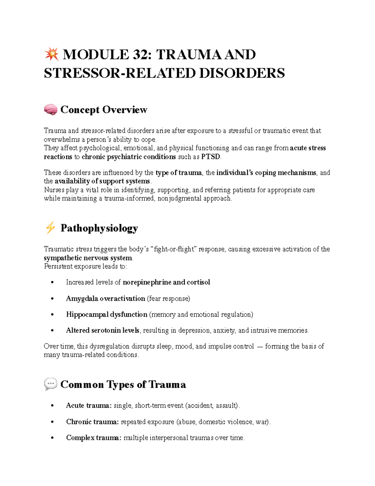 Module 32: Trauma and Disorders Study Guide - Studocu