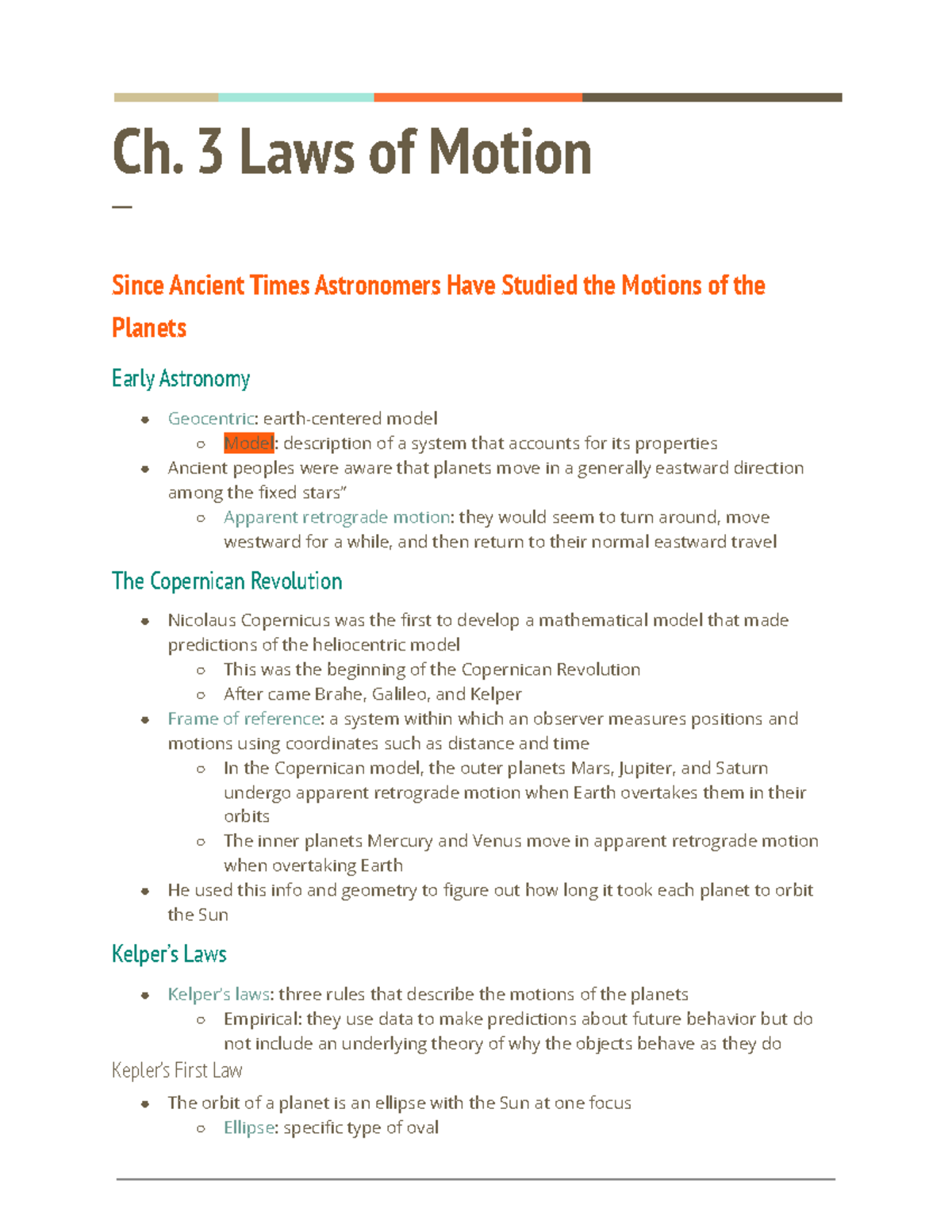ASTR Ch. 3 Laws of Motion Notes - Study Guide by Olenka Hubickyj - Studocu