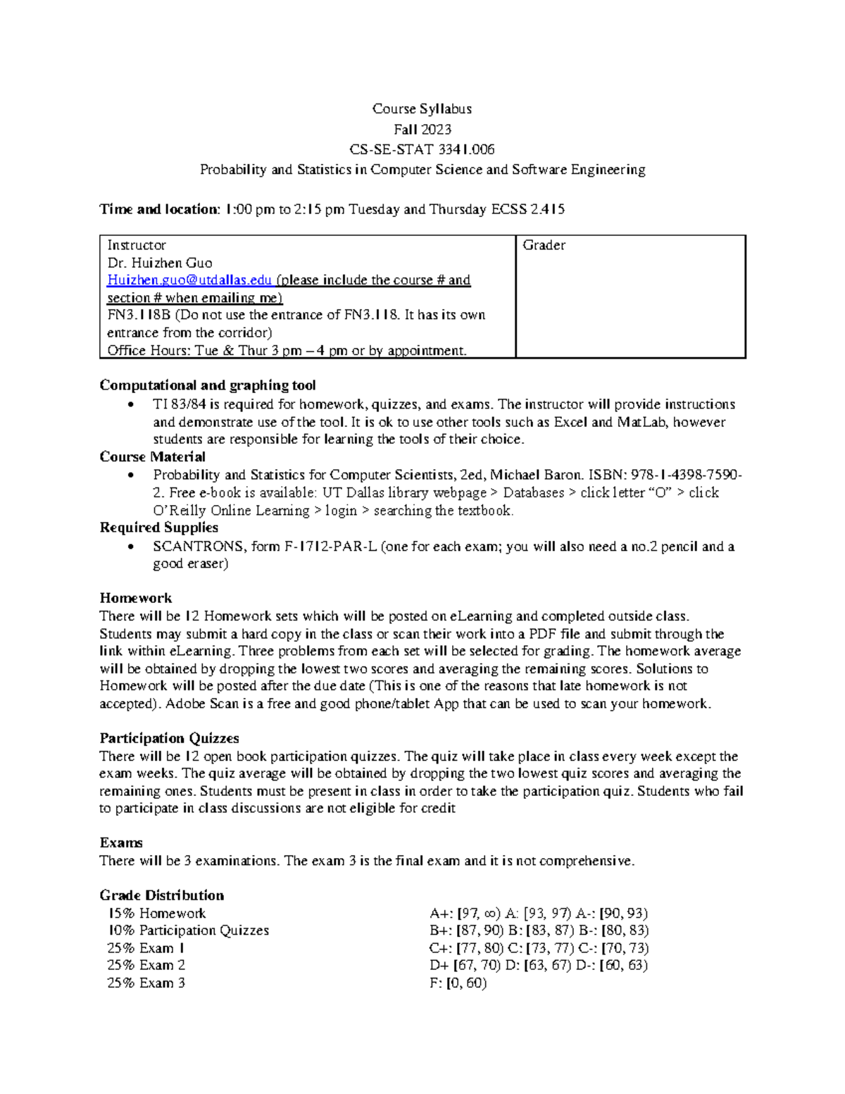 CS 3341 - Fall 2023 Probability and Statistics Syllabus - Studocu
