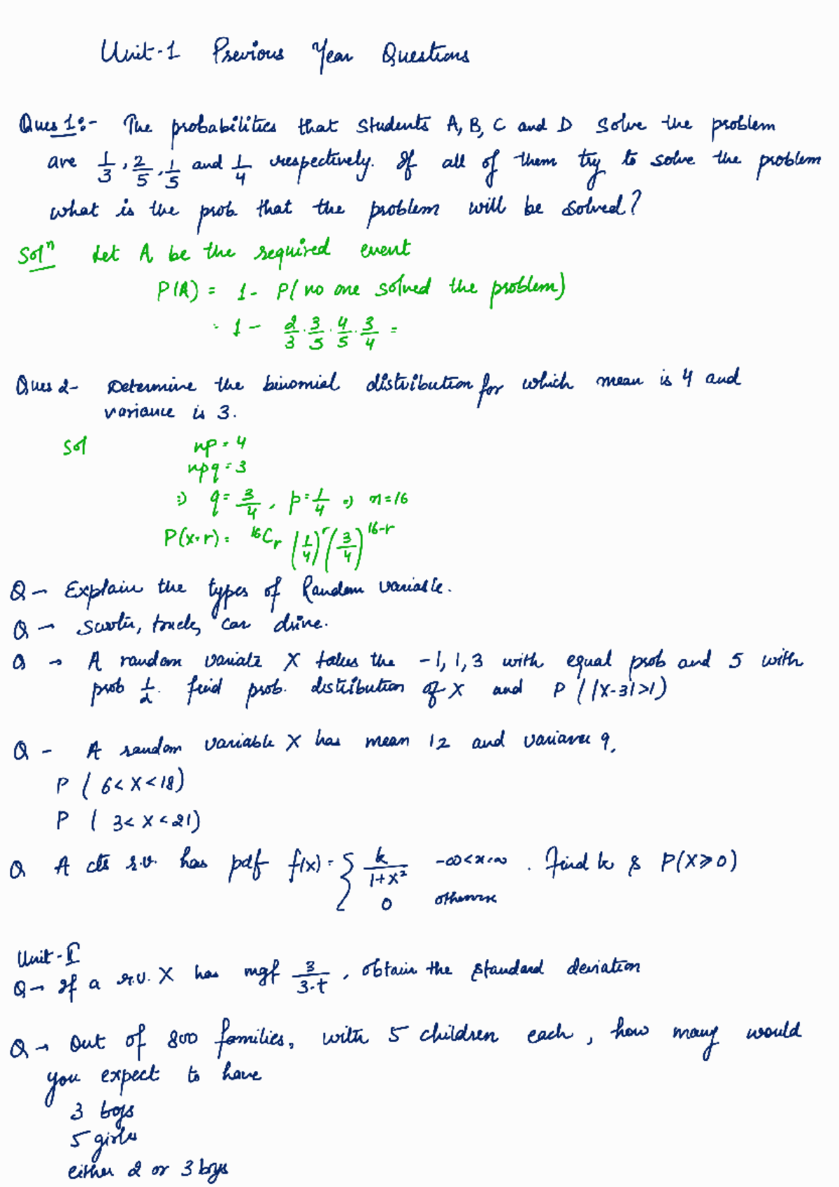 Previous Year Questions (PYQs) on Probability and Random Variables ...