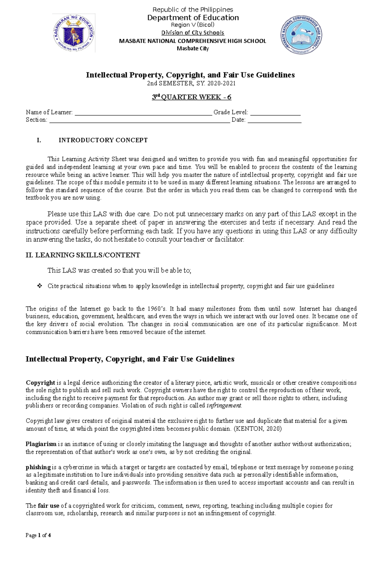 MIL - Intellectual Property, Copyright, and Fair Use Guidelines Module ...