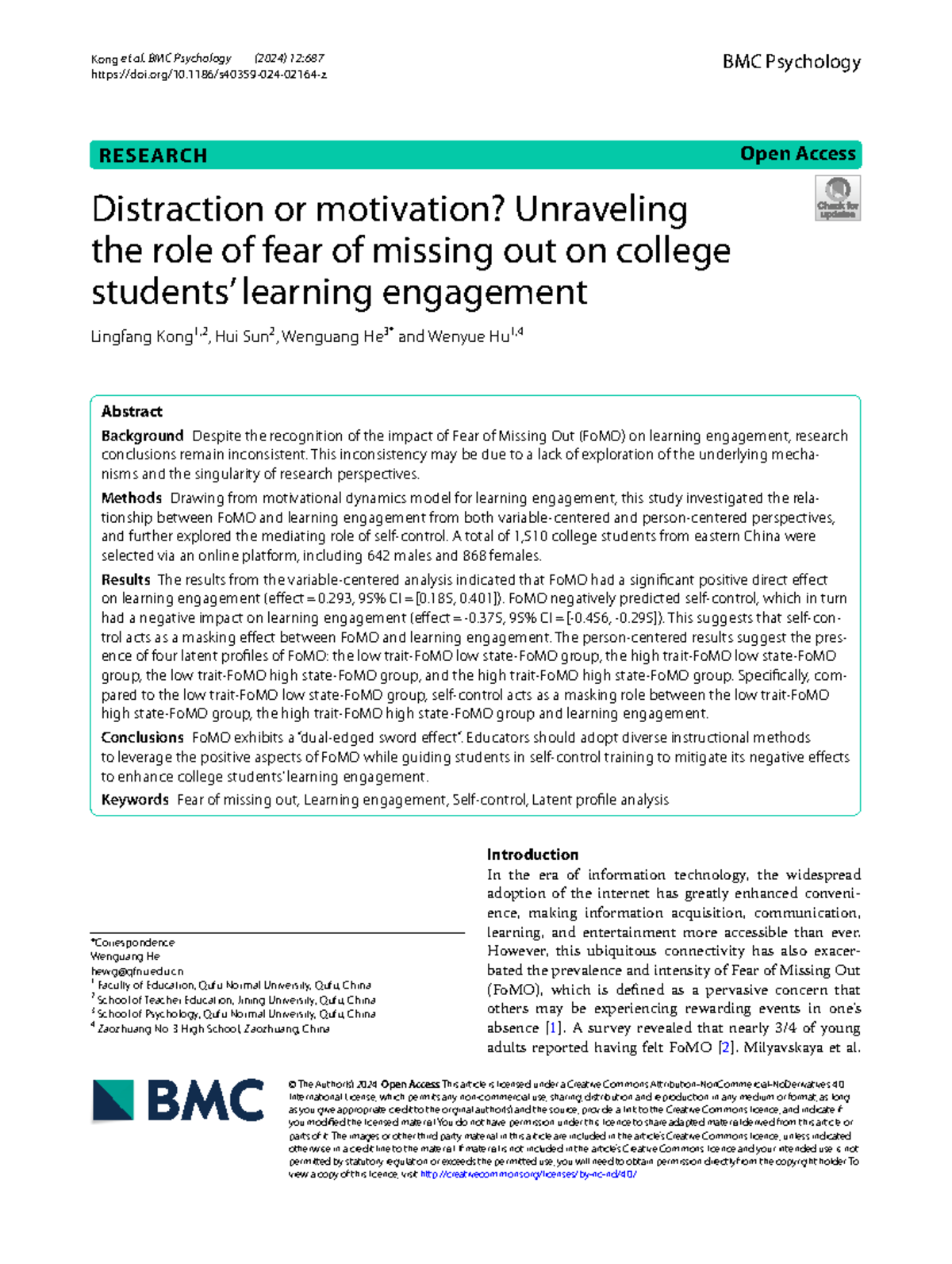 Many faces of FoMO: A qualitative in-depth investigation of context ...