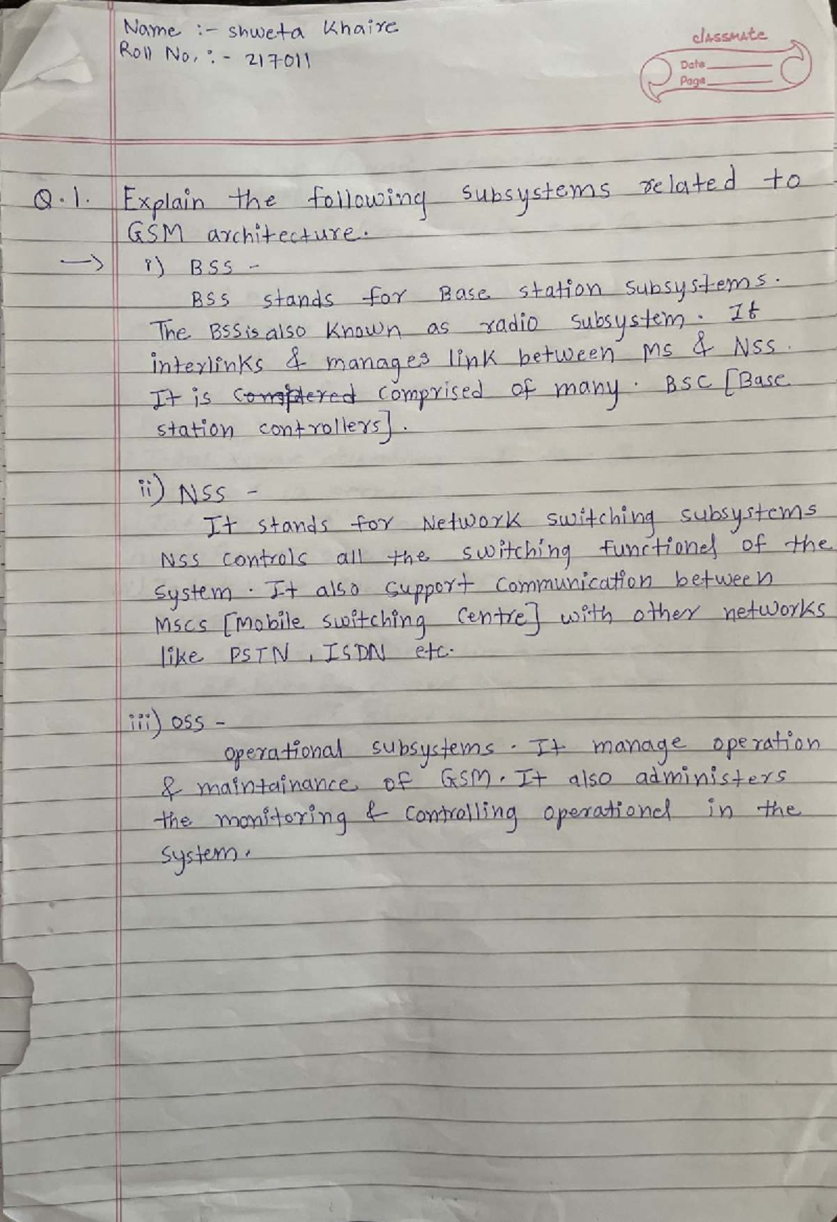 GSM Architecture and Frame Structure: Unit 2 Practice Notes - Studocu