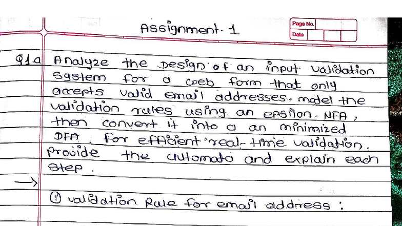 Toc Assignment 1 - Input Validation & Lexical Analysis Techniques - Studocu