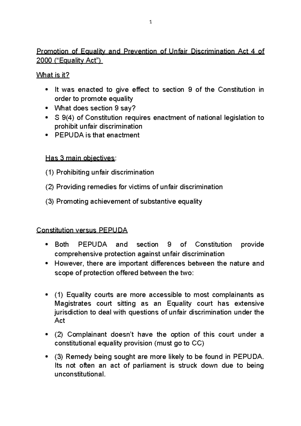 PEPUDA Notes: Understanding the Promotion of Equality and Unfair ...