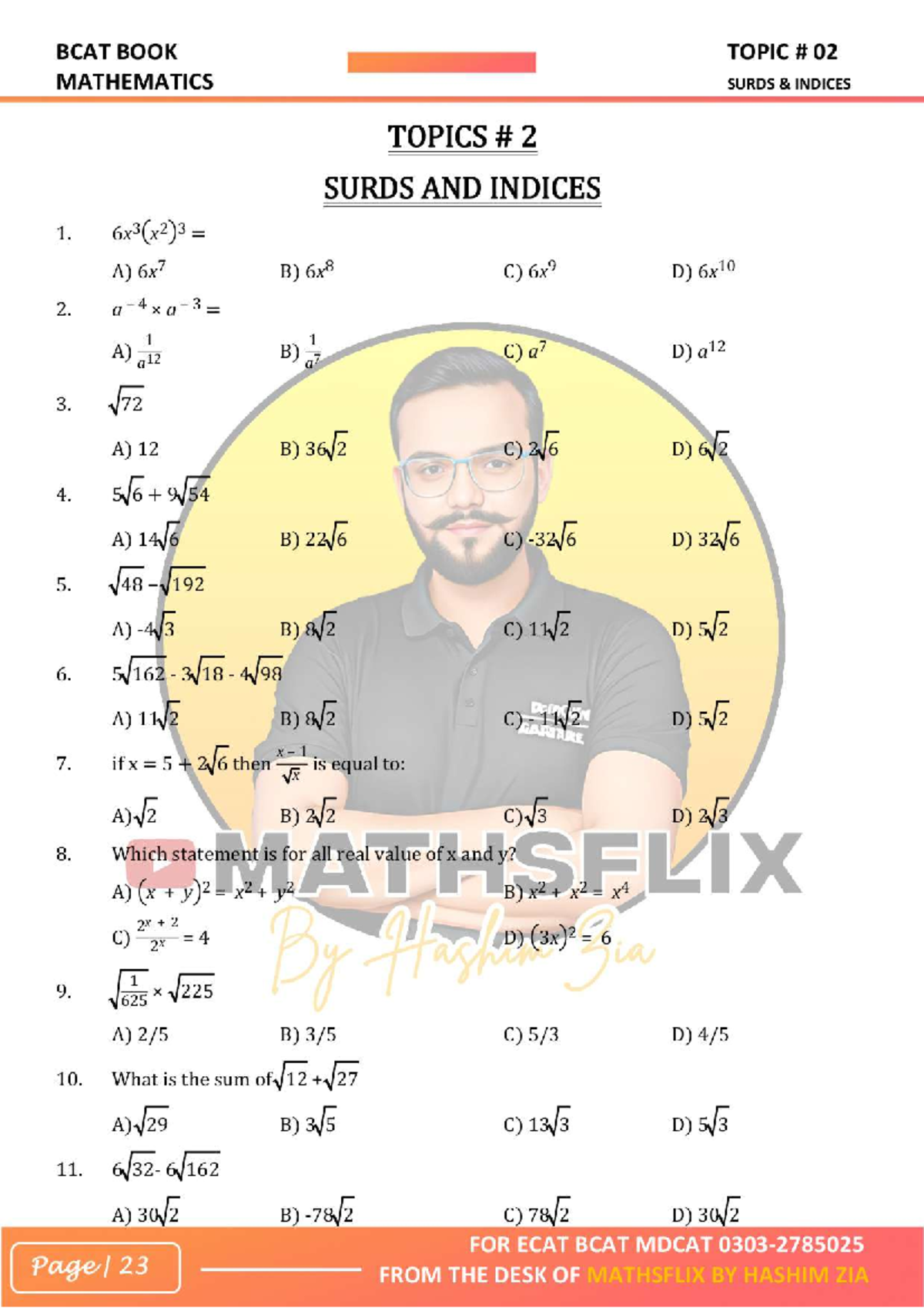 BCAT MATHEMATICS SURDS AND INDICES STUDY NOTES - Studocu