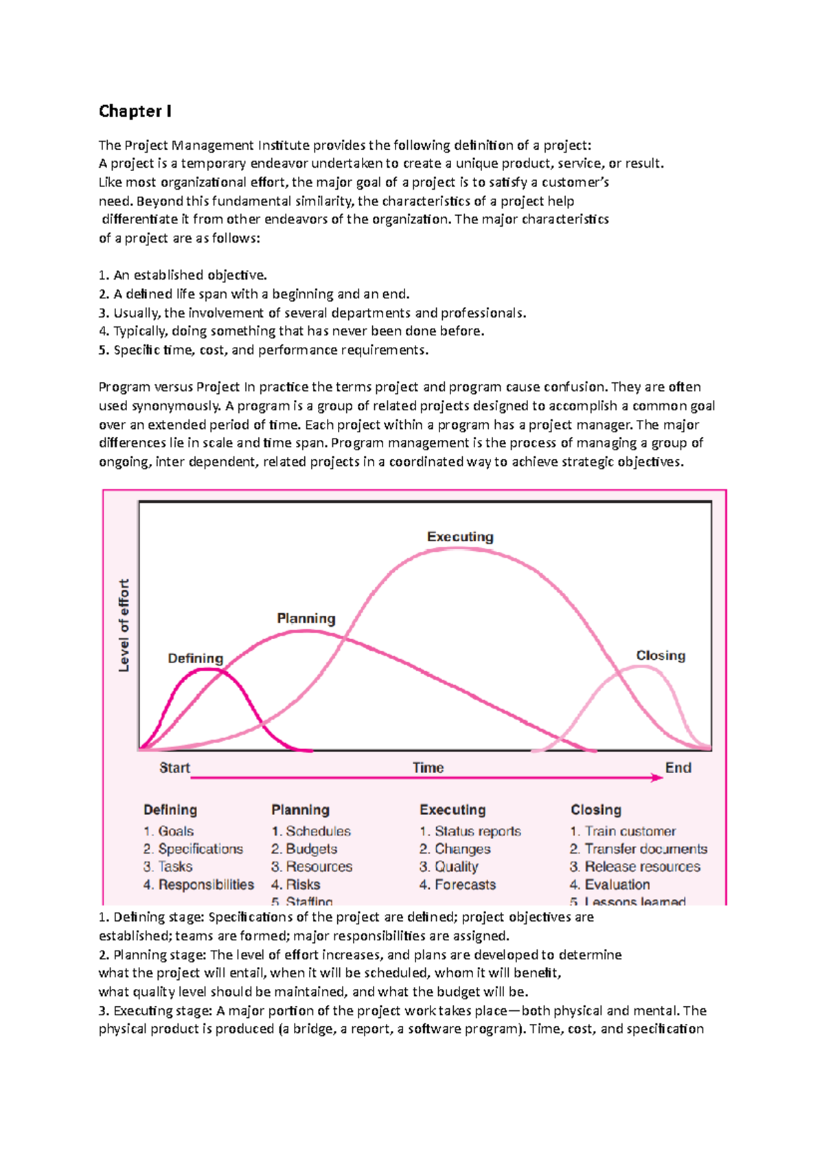 Chapter I - Overview of Project Management Principles and Practices ...