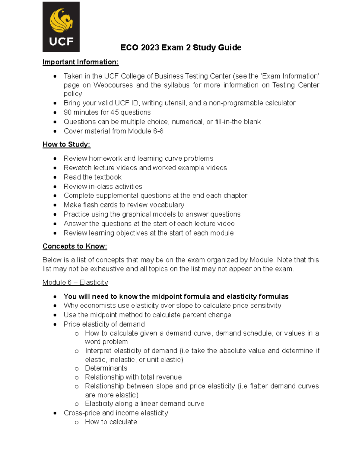 ECO 2023 Exam 2 Study Guide: Key Concepts from Modules 6-8 - Studocu