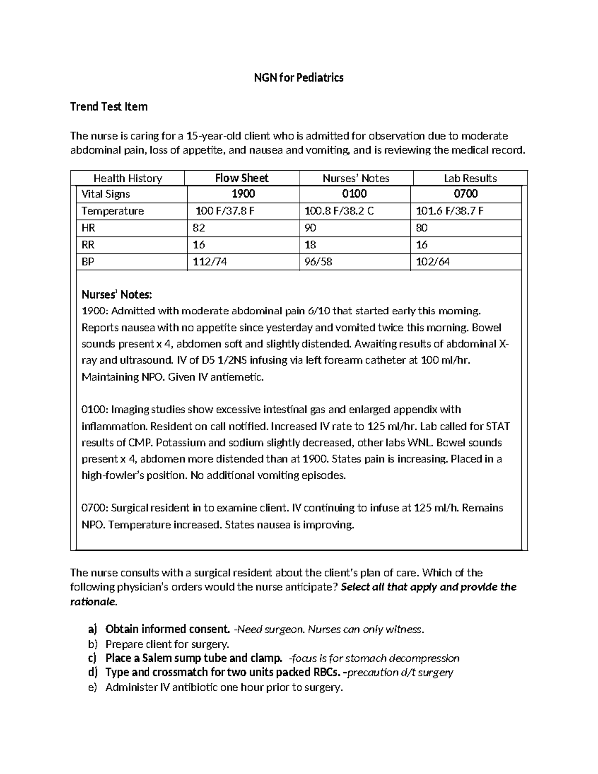 NCC - NGN - Make-Up - Pediatric Nursing Notes & Assessments - Studocu