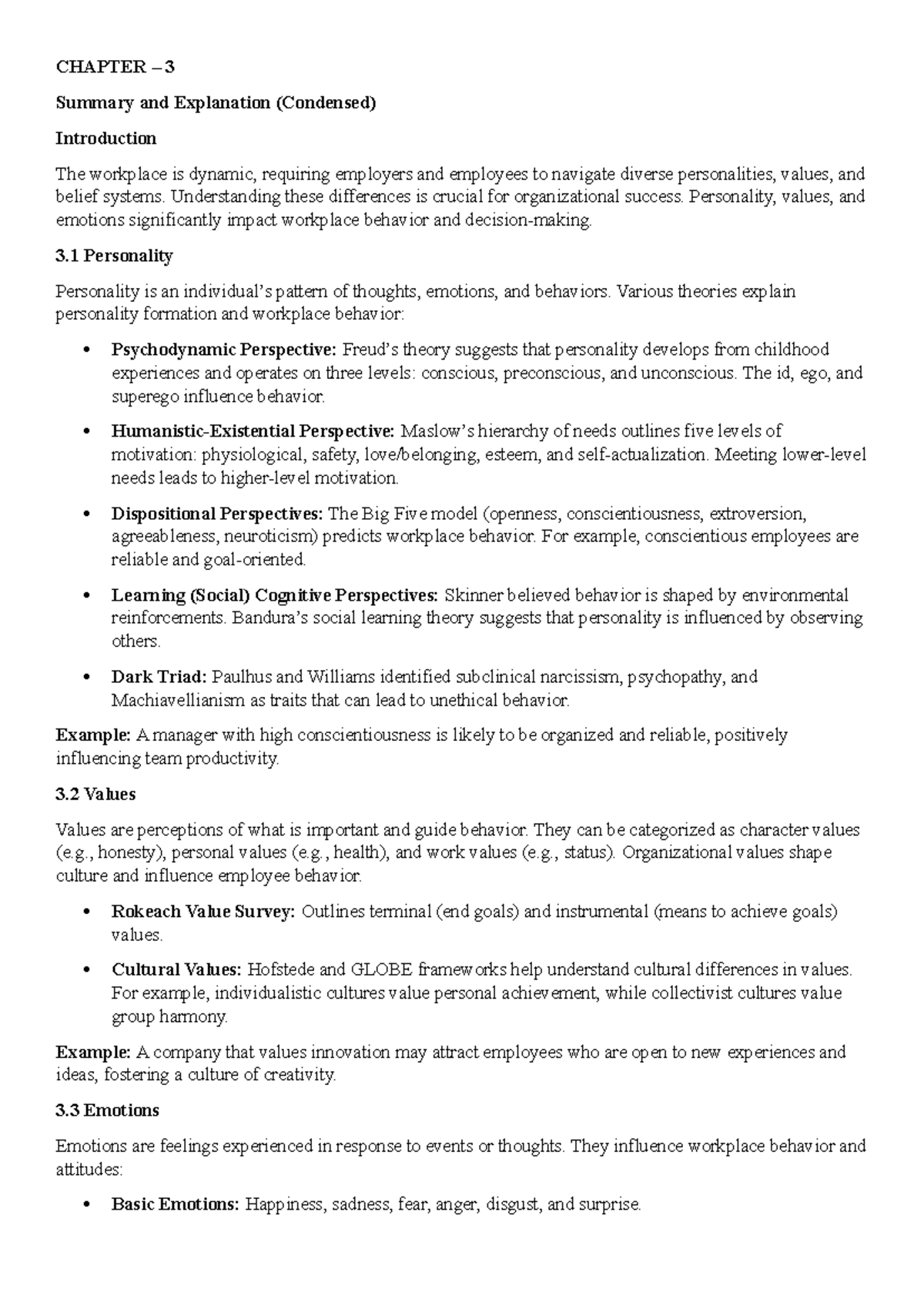 Chapter 3 - notes - CHAPTER – 3 Summary and Explanation (Condensed ...