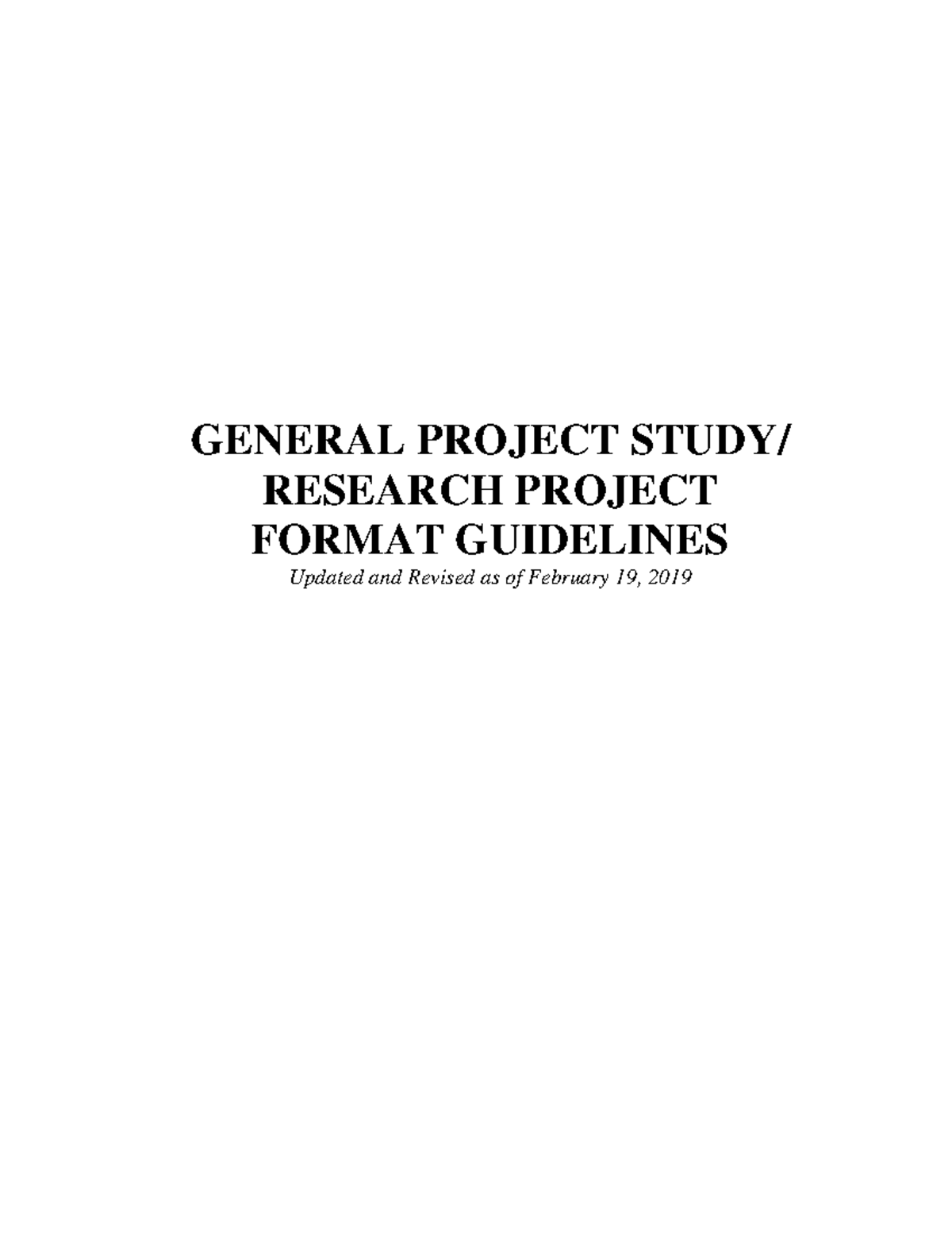 Research Project Guidelines - GENERAL PROJECT STUDY/ RESEARCH PROJECT ...