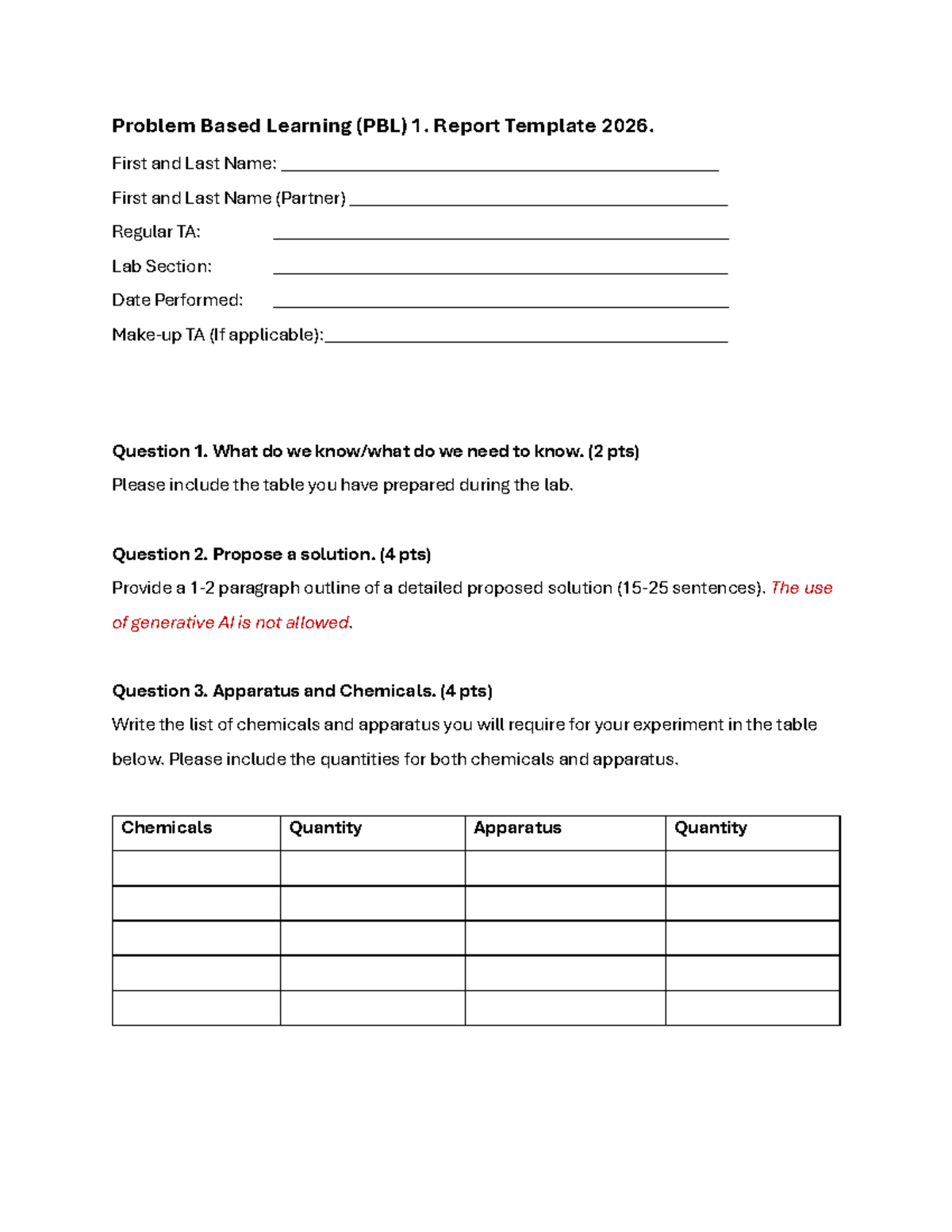 PBL 1 Report Template 2026: Problem Based Learning Guide - Studocu