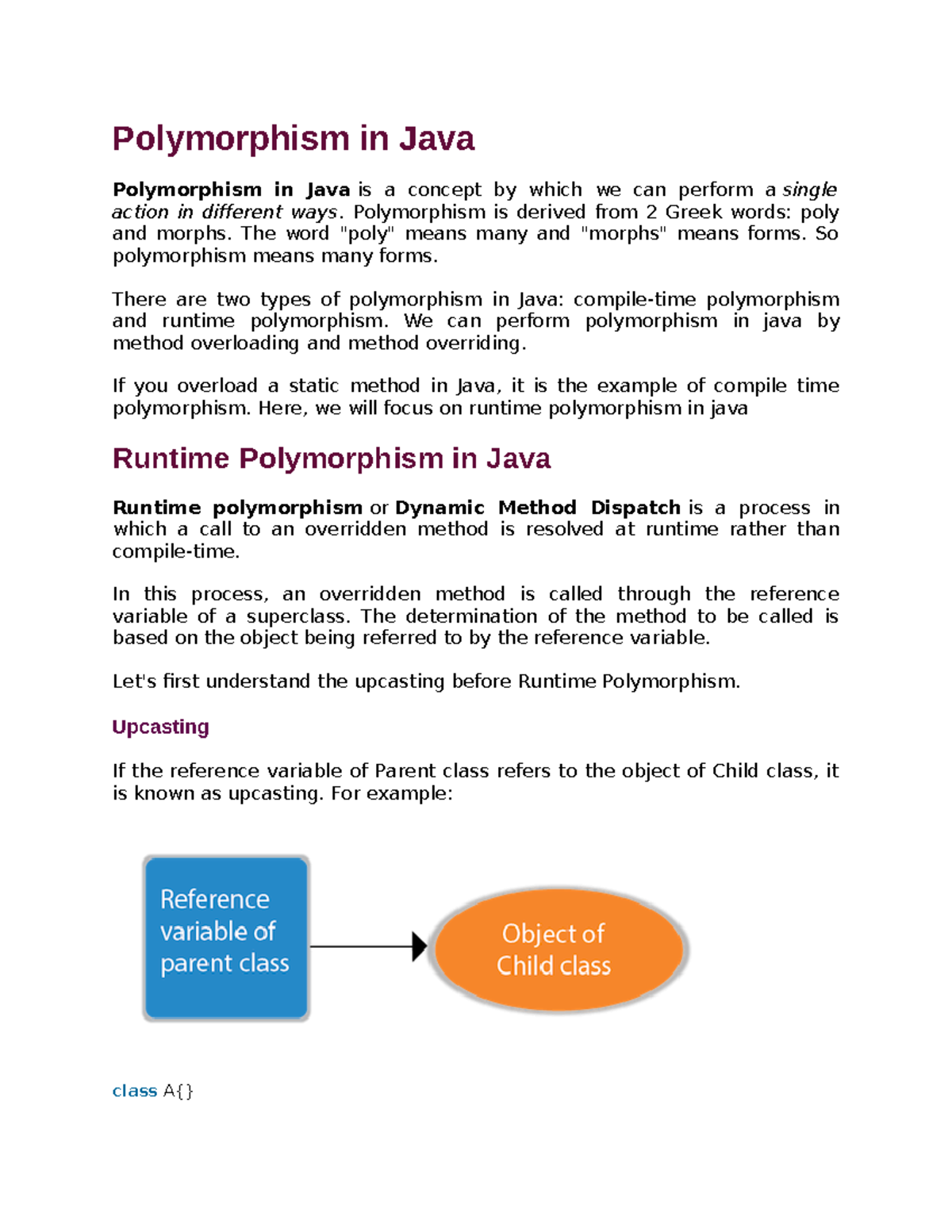 Short notes on polymorphism - Polymorphism in Java ####### Polymorphism ...
