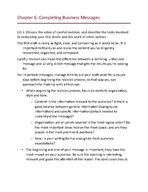 Chapter 5 notes - Chapter 5: Writing Business Messages LO-1: Identify ...