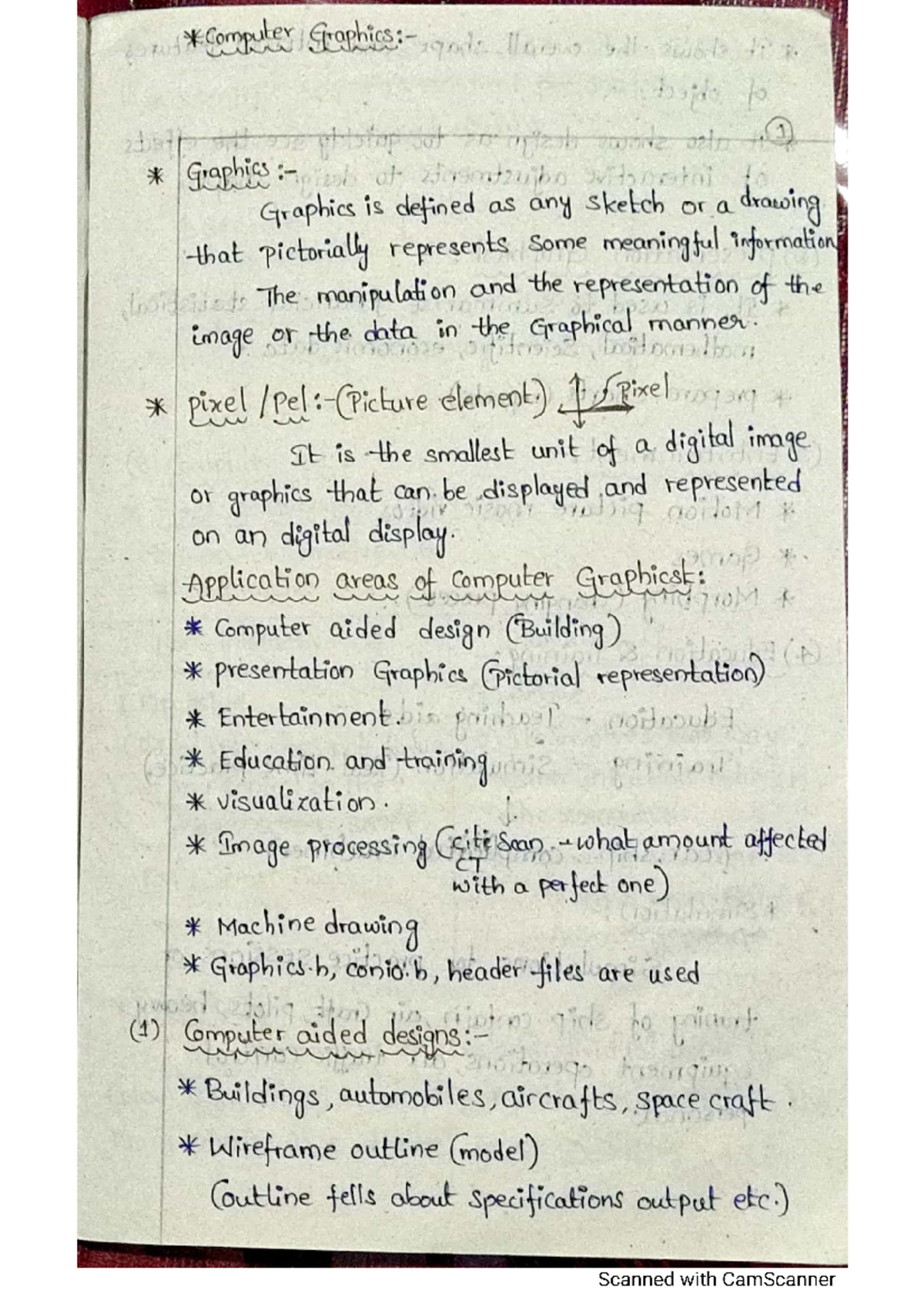 CG Complete Class Notes - Computer with 1 Graphics Graphics is defined ...