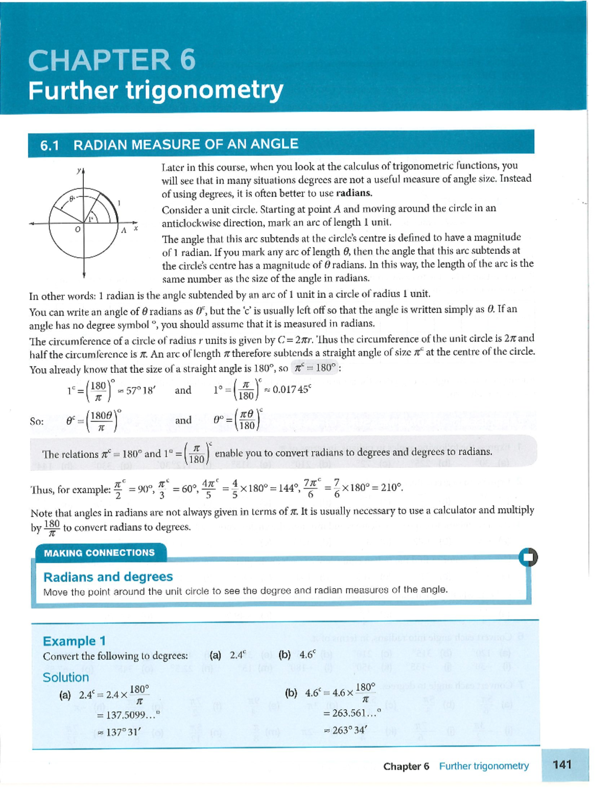 Chapter 6: Radian Measure in Further Trigonometry (Year 11 Maths) - Studocu