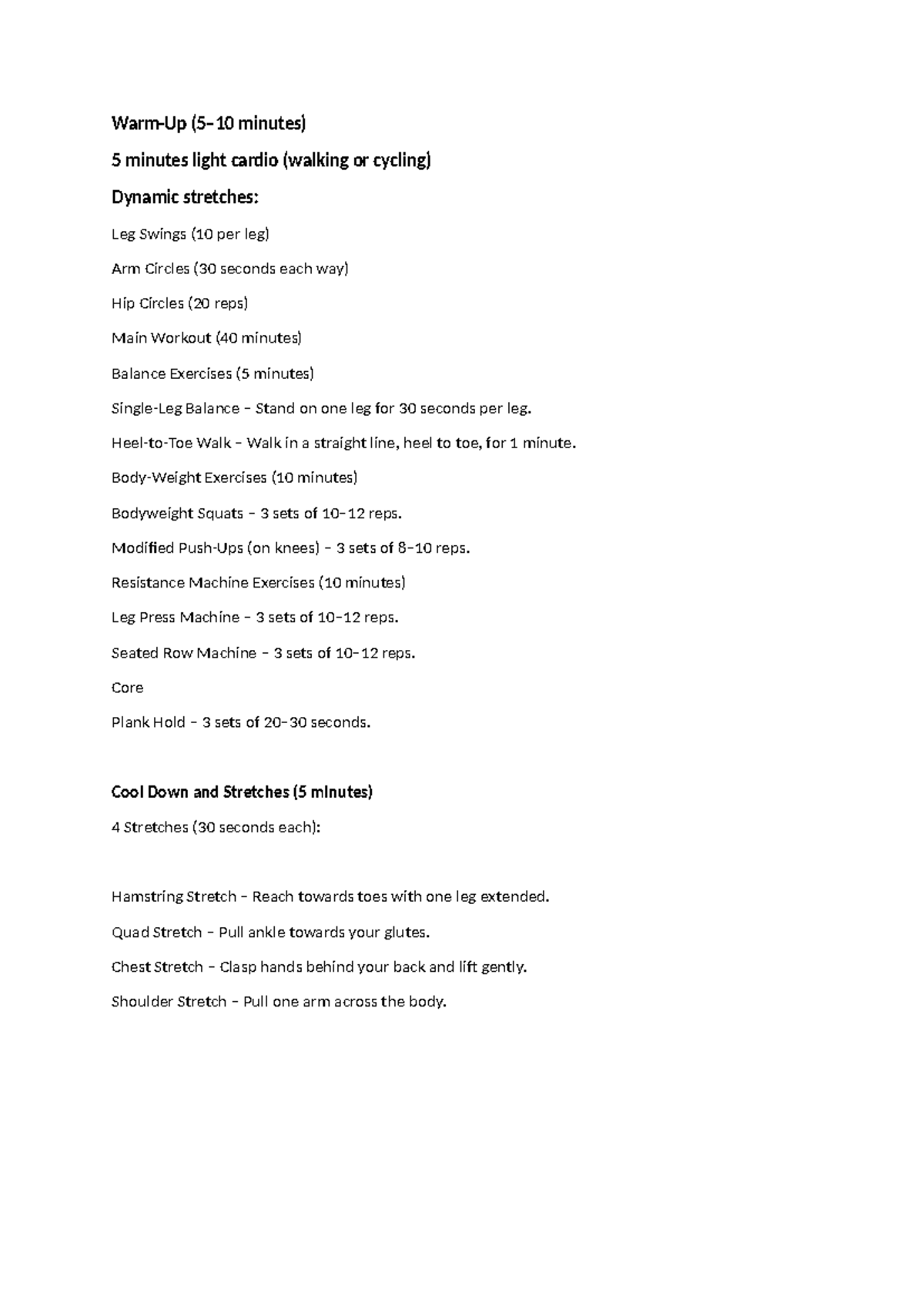 Certificate III Fitness: Workout Routine & Stretching Notes - Studocu