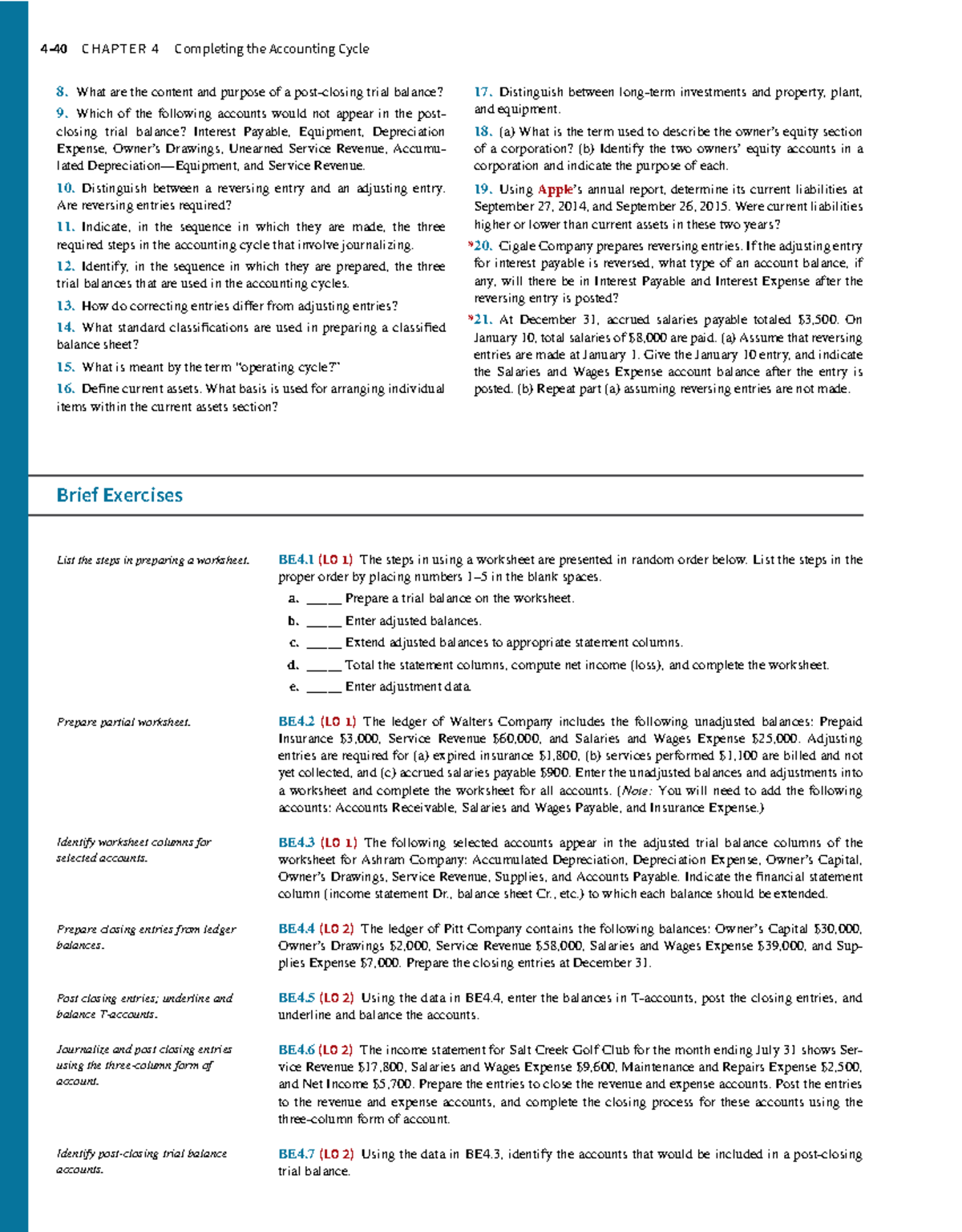 BACC200 Chapter 4 Accounting Cycle Exercises and Solutions - Studocu