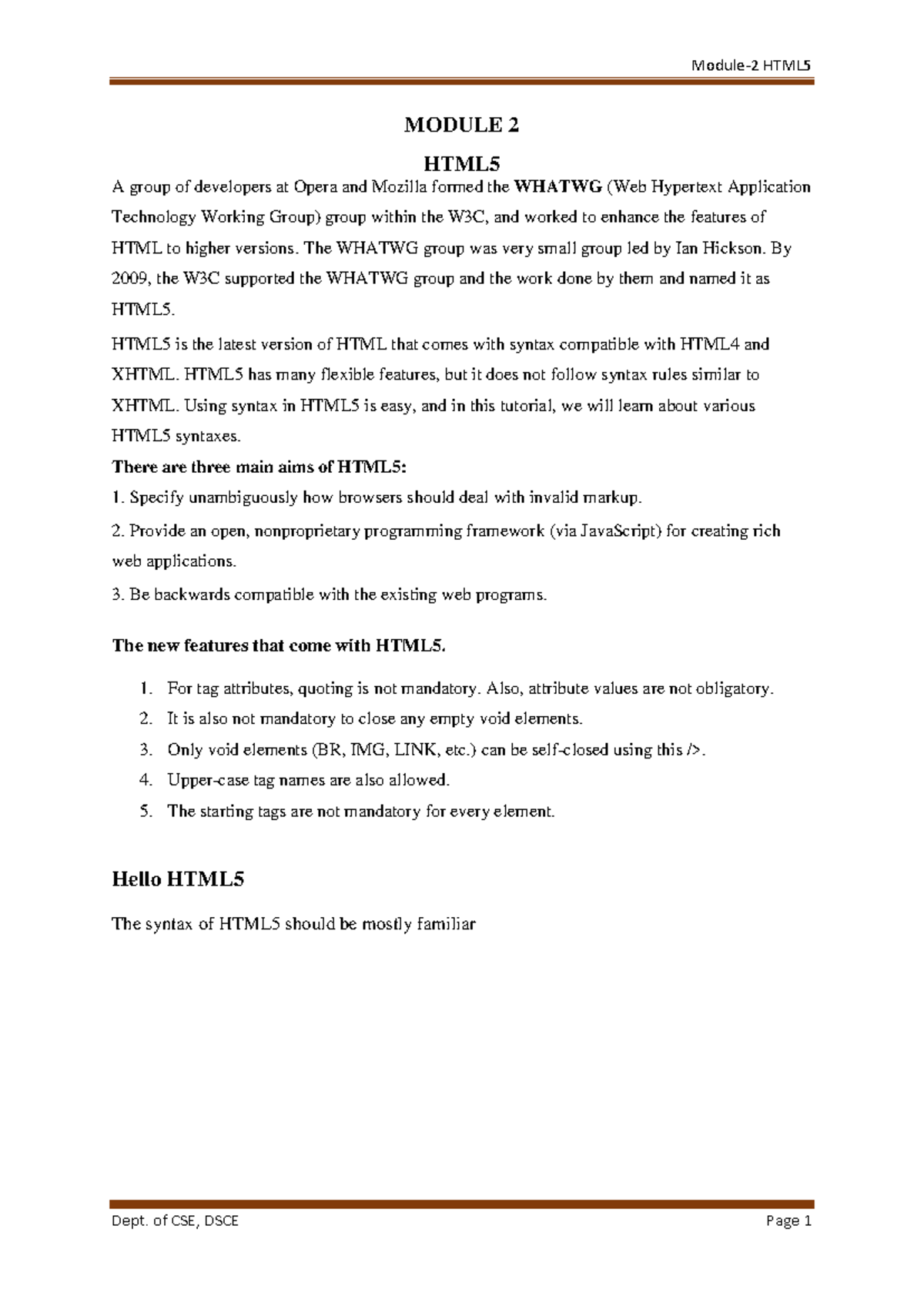 Module 2 Notes on HTML5 - BPLCK105/205A - Studocu