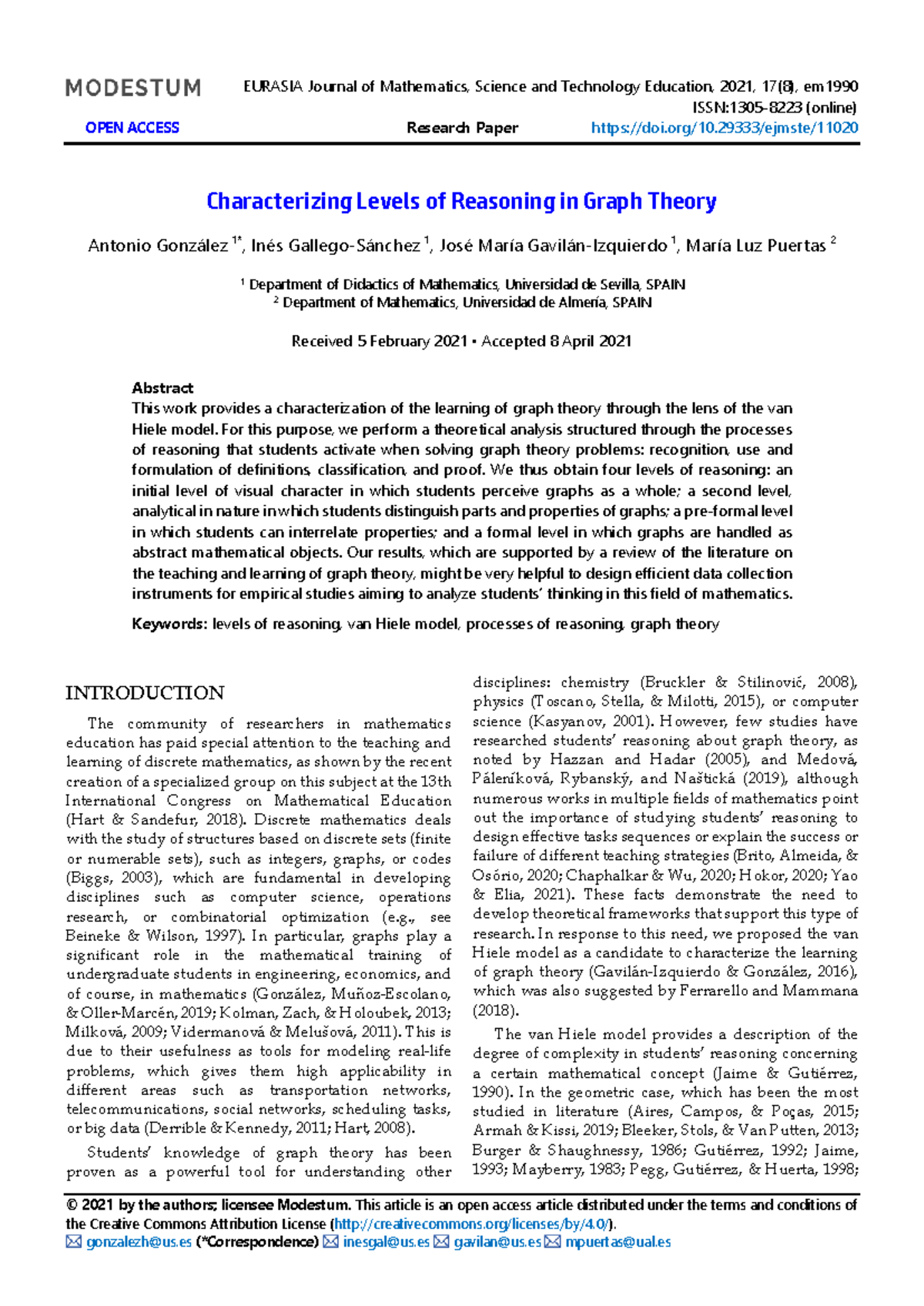 Characterizing Levels of Reasoning in Graph Theory (MATH 11020) - Studocu