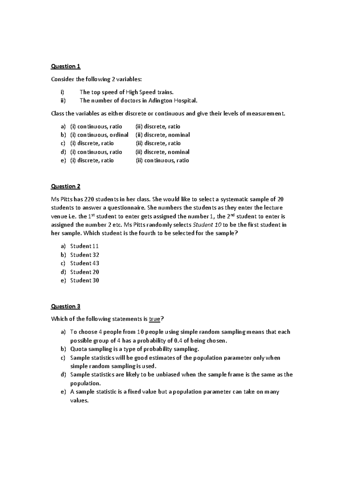 Statistics Quiz Questions and Answers (STAT101) - Studocu