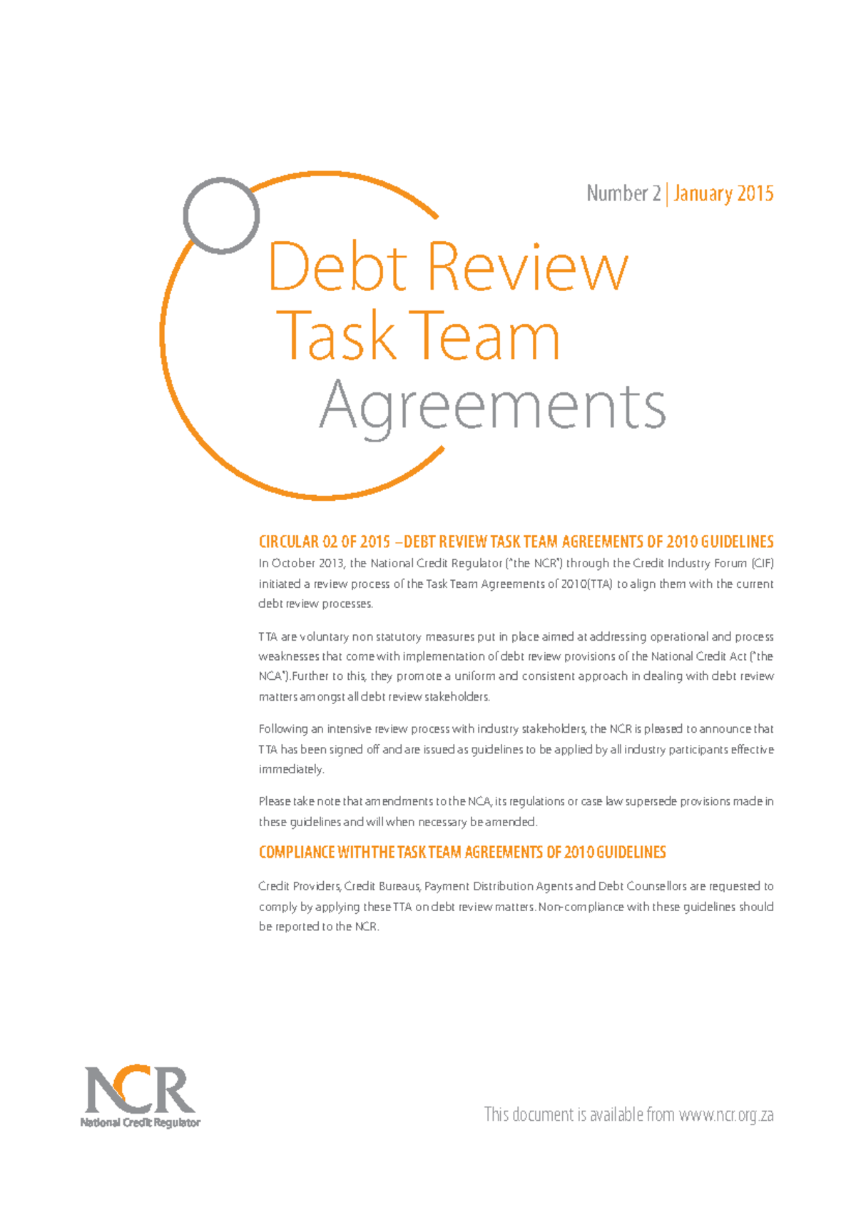 TTA 2010 Guidelines for Debt Review Process - January 2015 Final - Studocu