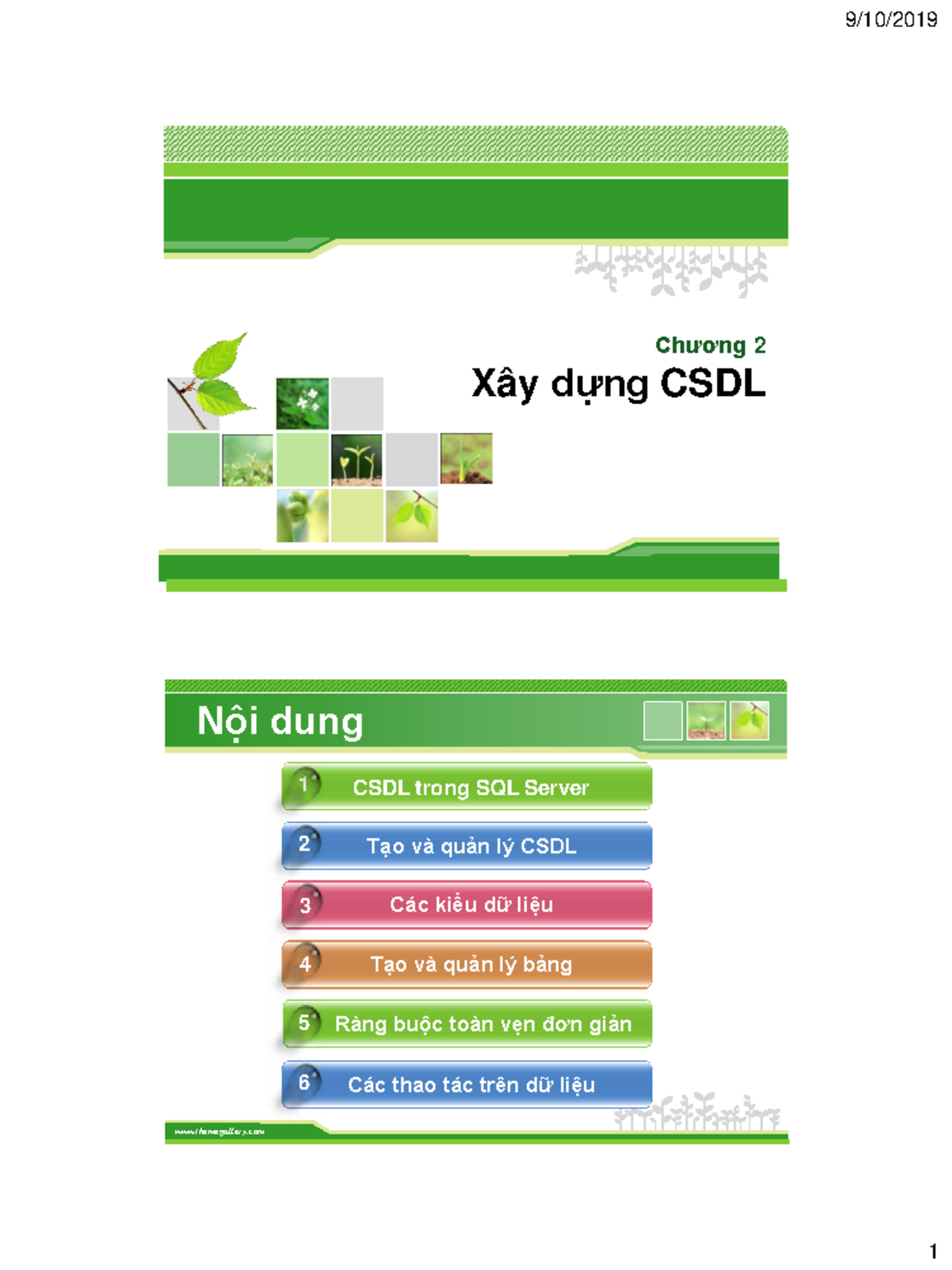 Chương 2: Xây Dựng CSDL trong SQL Server - Tạo và Quản Lý CSDL - Studocu