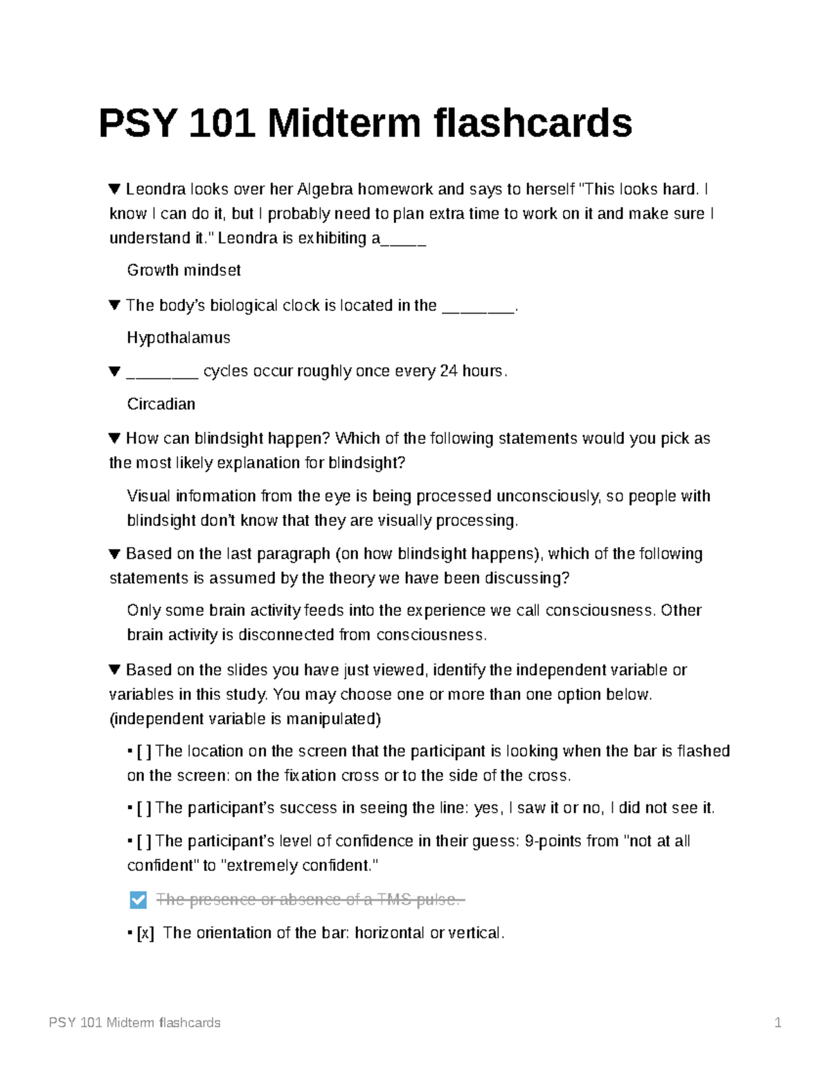PSY 101 Midterm Flashcards: Key Concepts and Study Notes - Studocu