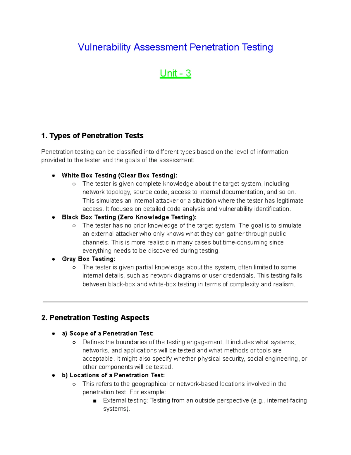 VAPT Unit -1 - ... - Vulnerability Assessment Penetration Testing Unit ...