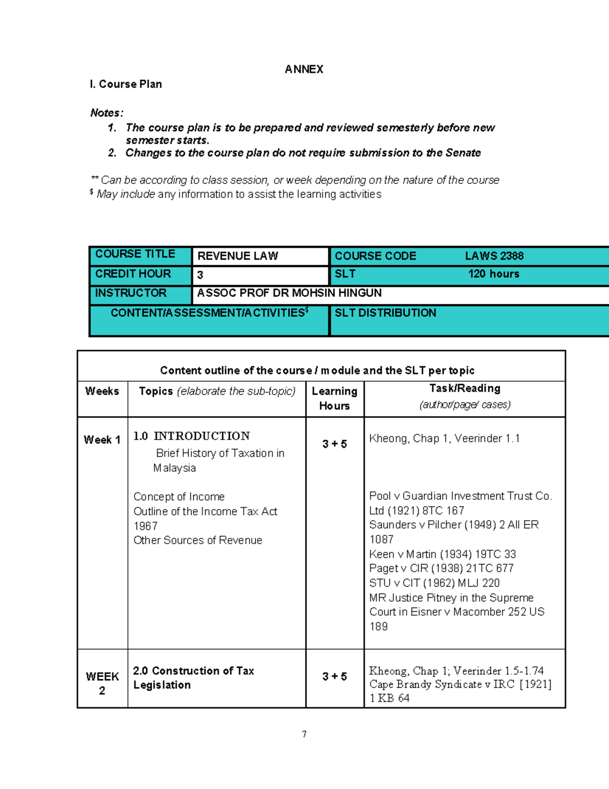 Revenue Law Course Outline - LAWS 2388 - Studocu